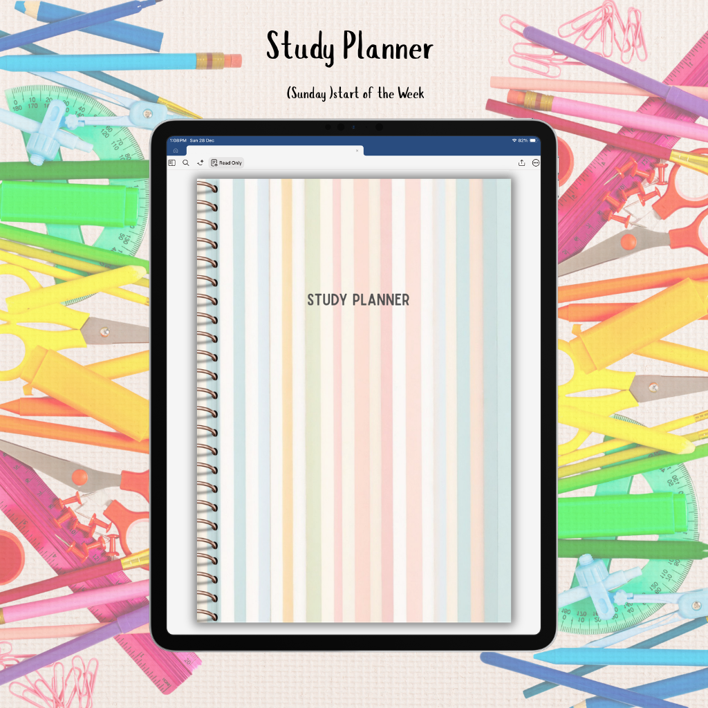 Study Planner | Digital Student Planner PDF (Sunday Start)