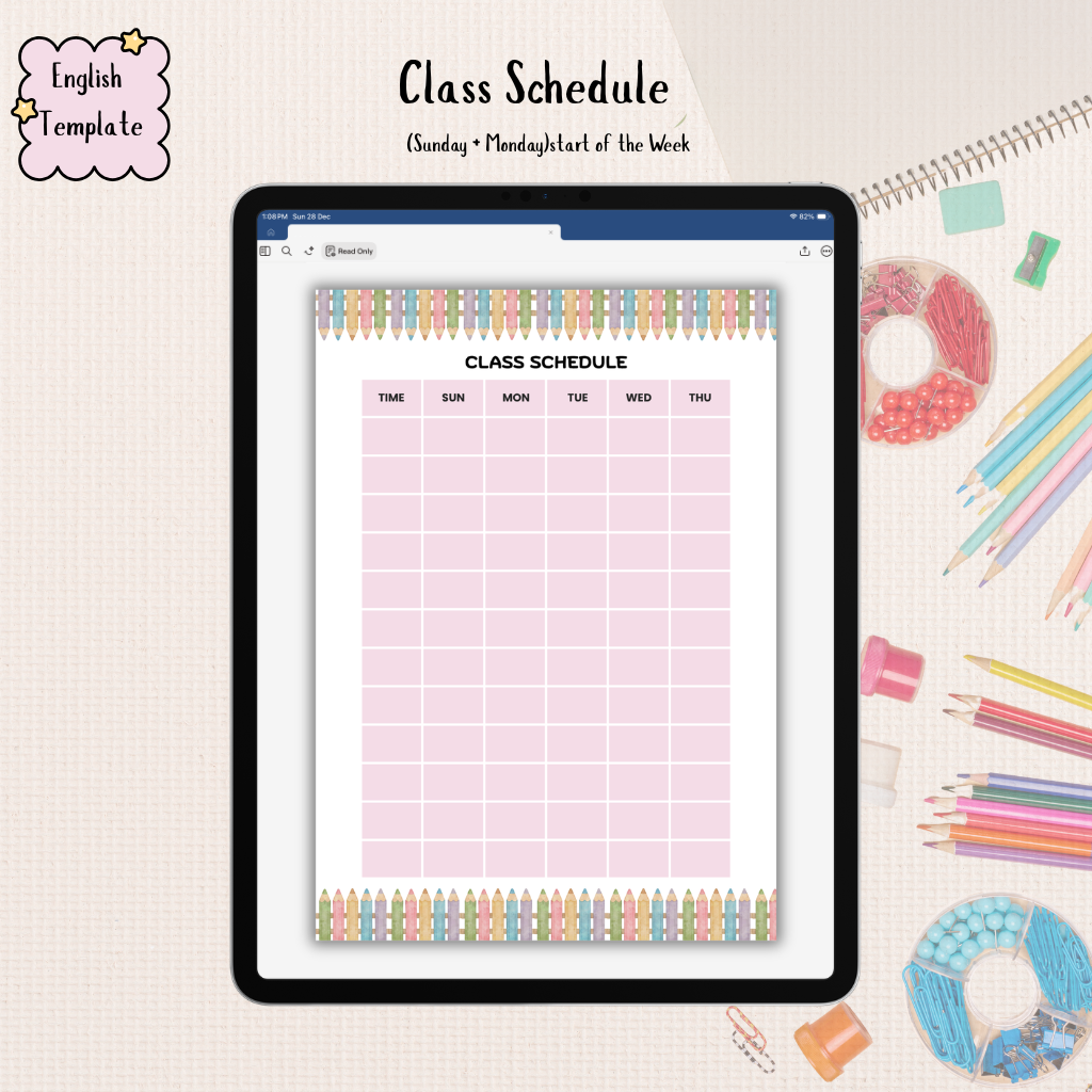 Class Schedule Template