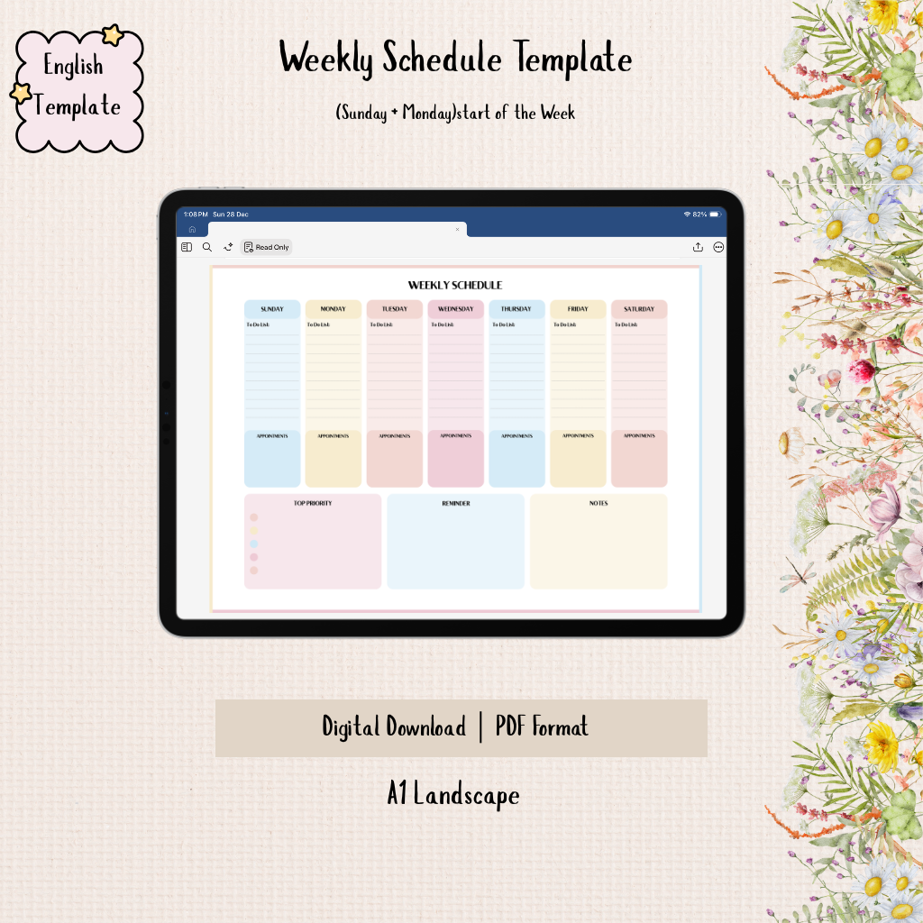 Weekly Schedule Template