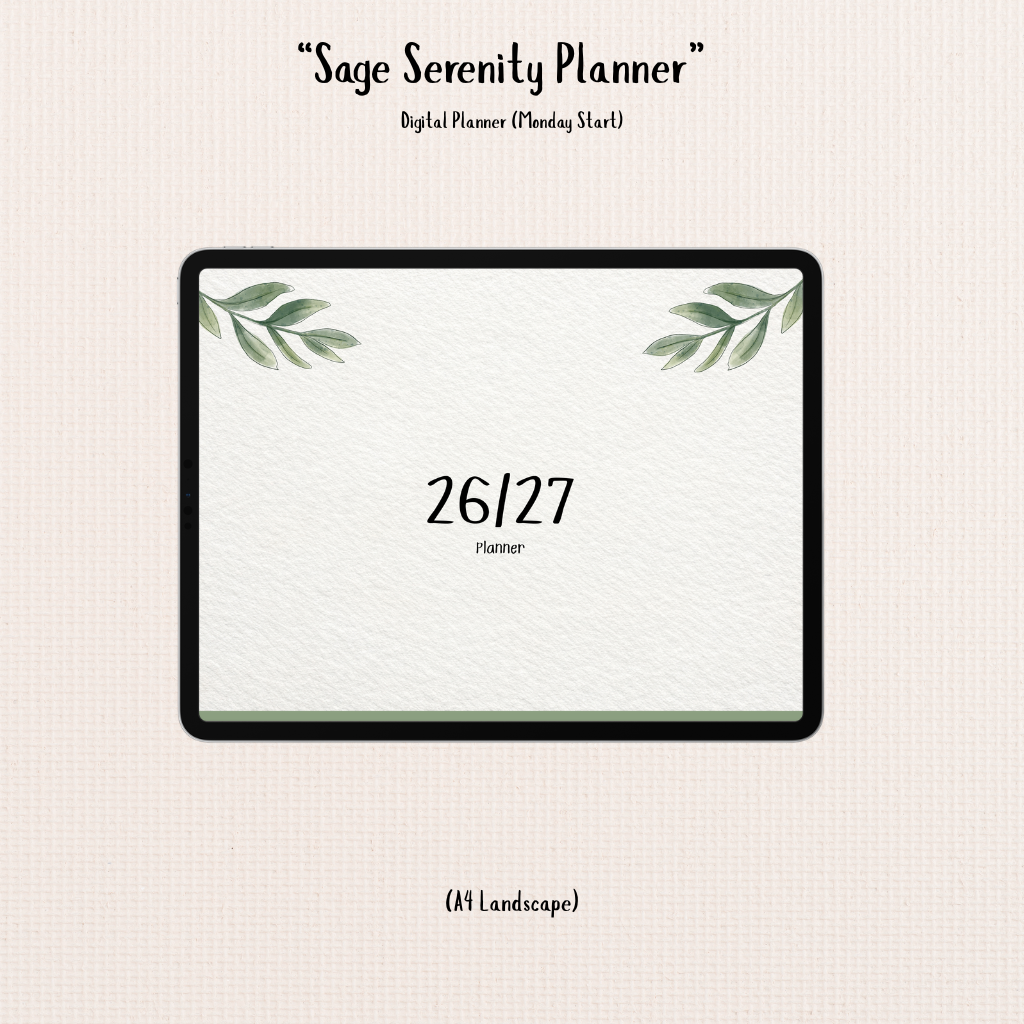 🍃Sage Serenity Planner (Monday Start)🍃
