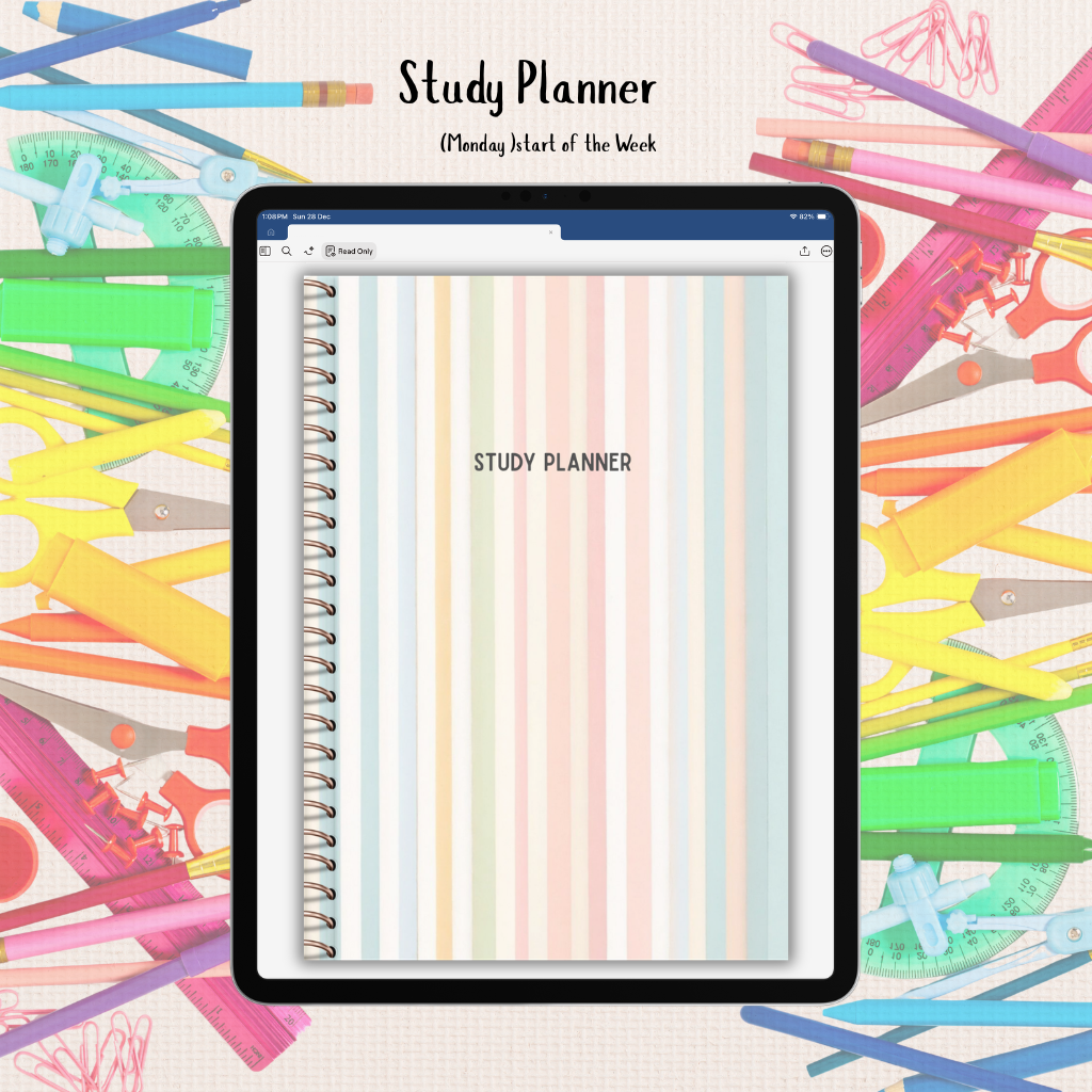 Study Planner | Digital Student Planner PDF (Monday Start)