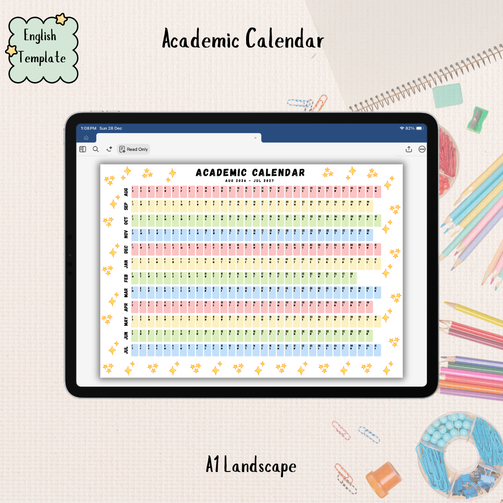 📅Academic Calendar 2026–2027 | A1 Landscape