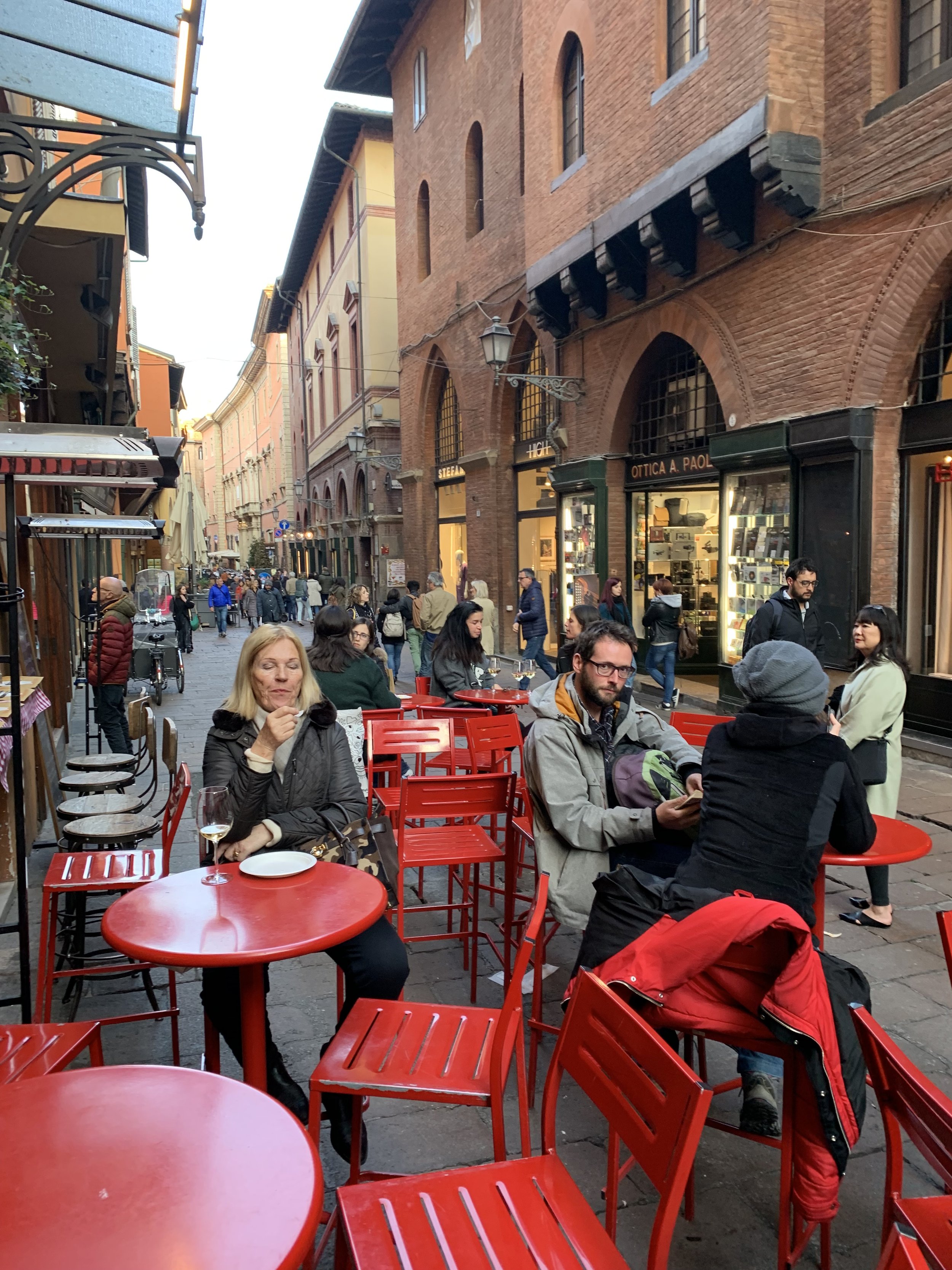 Street scene outside our apartment in Bologna.