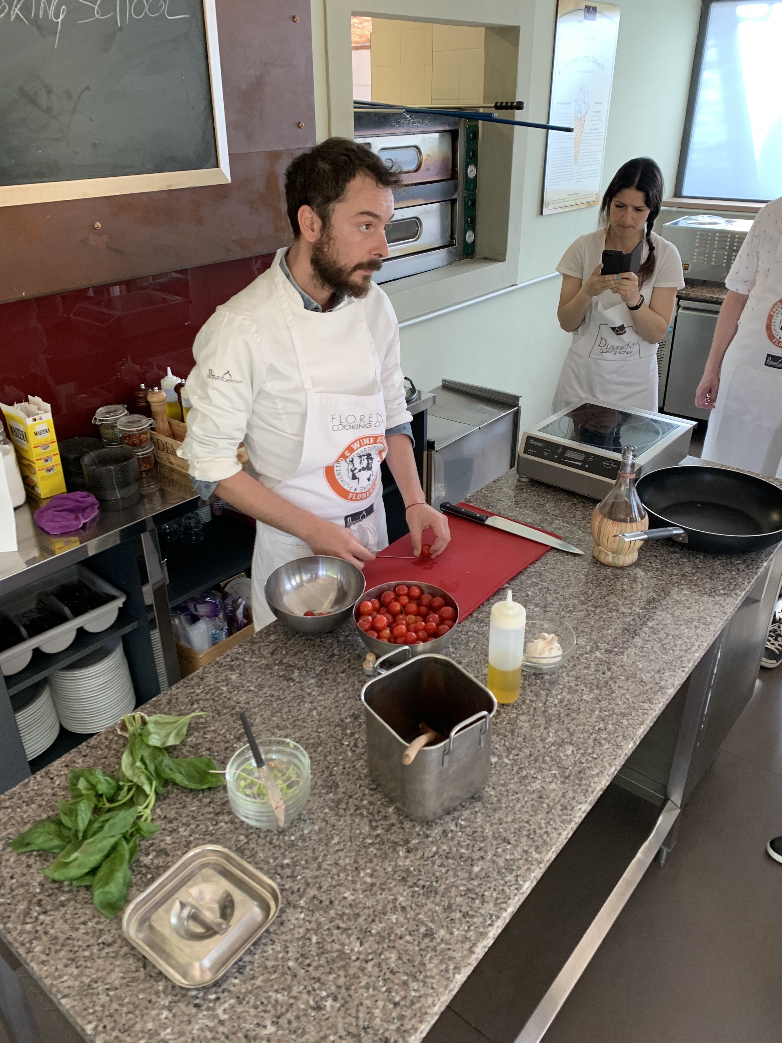 We attended a cooking school.