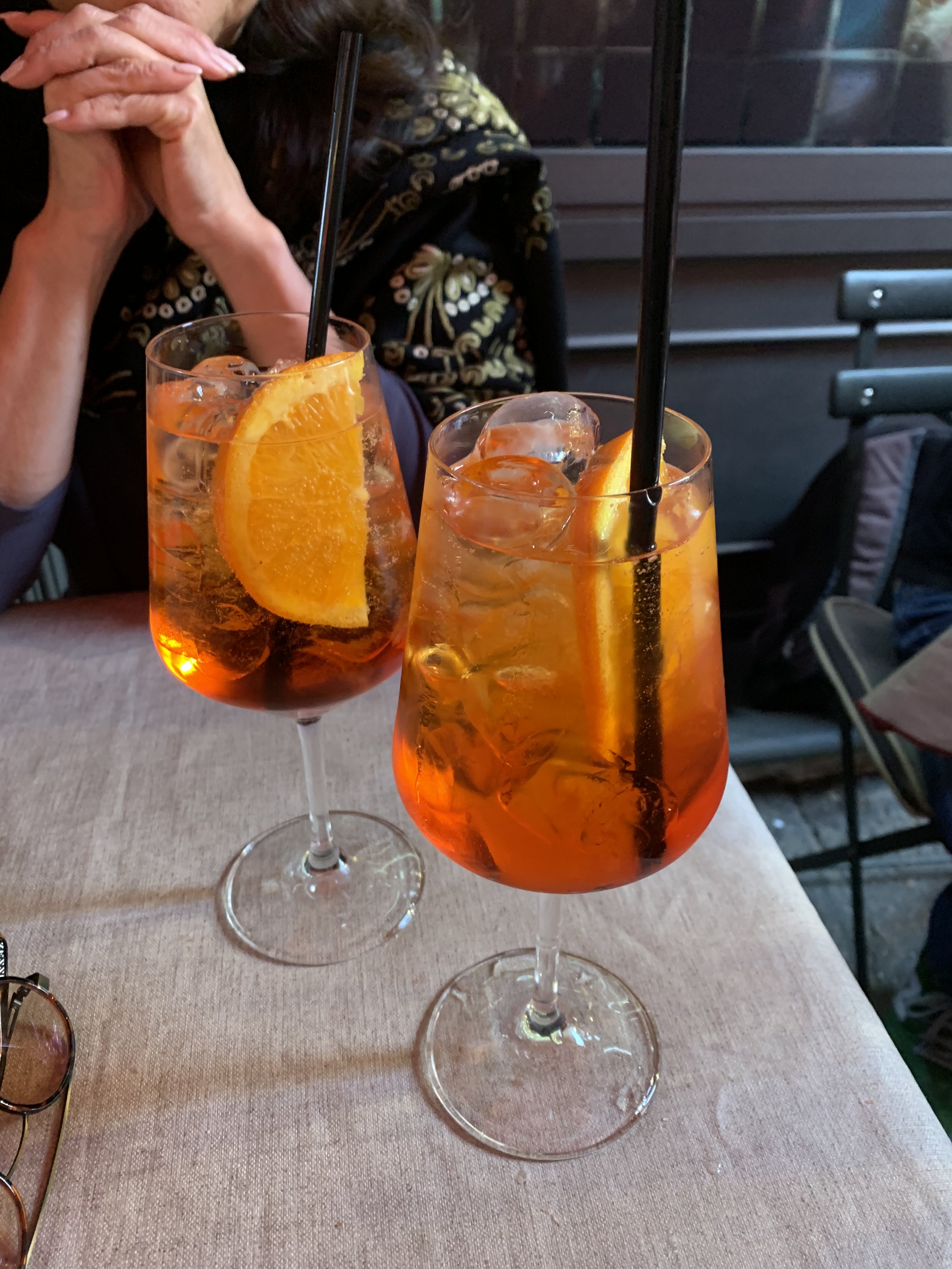 Prelude to lunch—Aperol Spritz, the new fad.