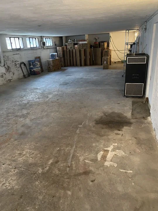 The garage and workshop space on moving-in day, January 11, 2021.