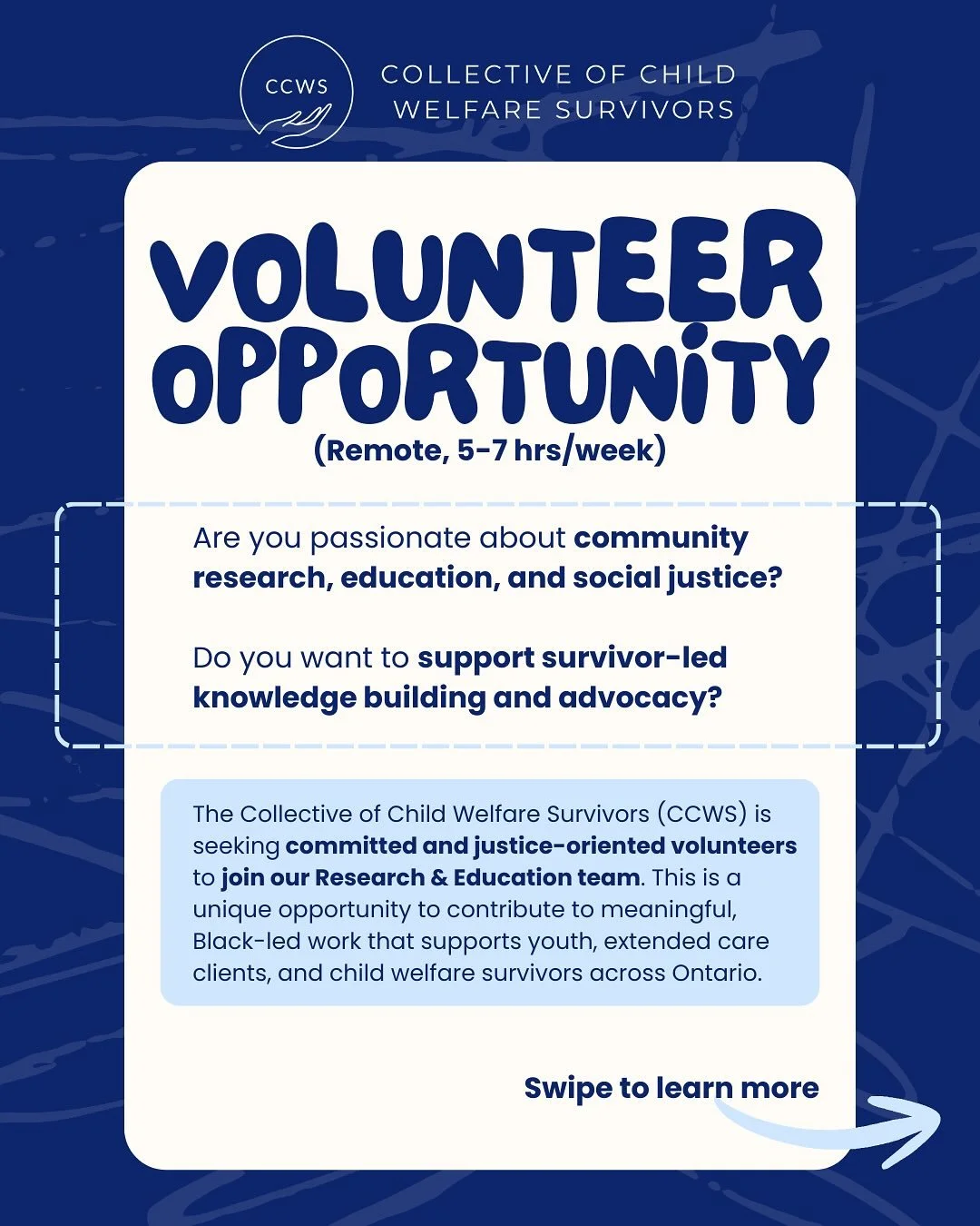 🌟 Join the CCWS Research &amp; Education Team! 🌟

*NOTE: application email has been updated to volunteers@collectiveofcws.ca since the original posting  
Volunteer Opportunity (Remote, 5-7 hrs/week)
Are you passionate about community research, educ