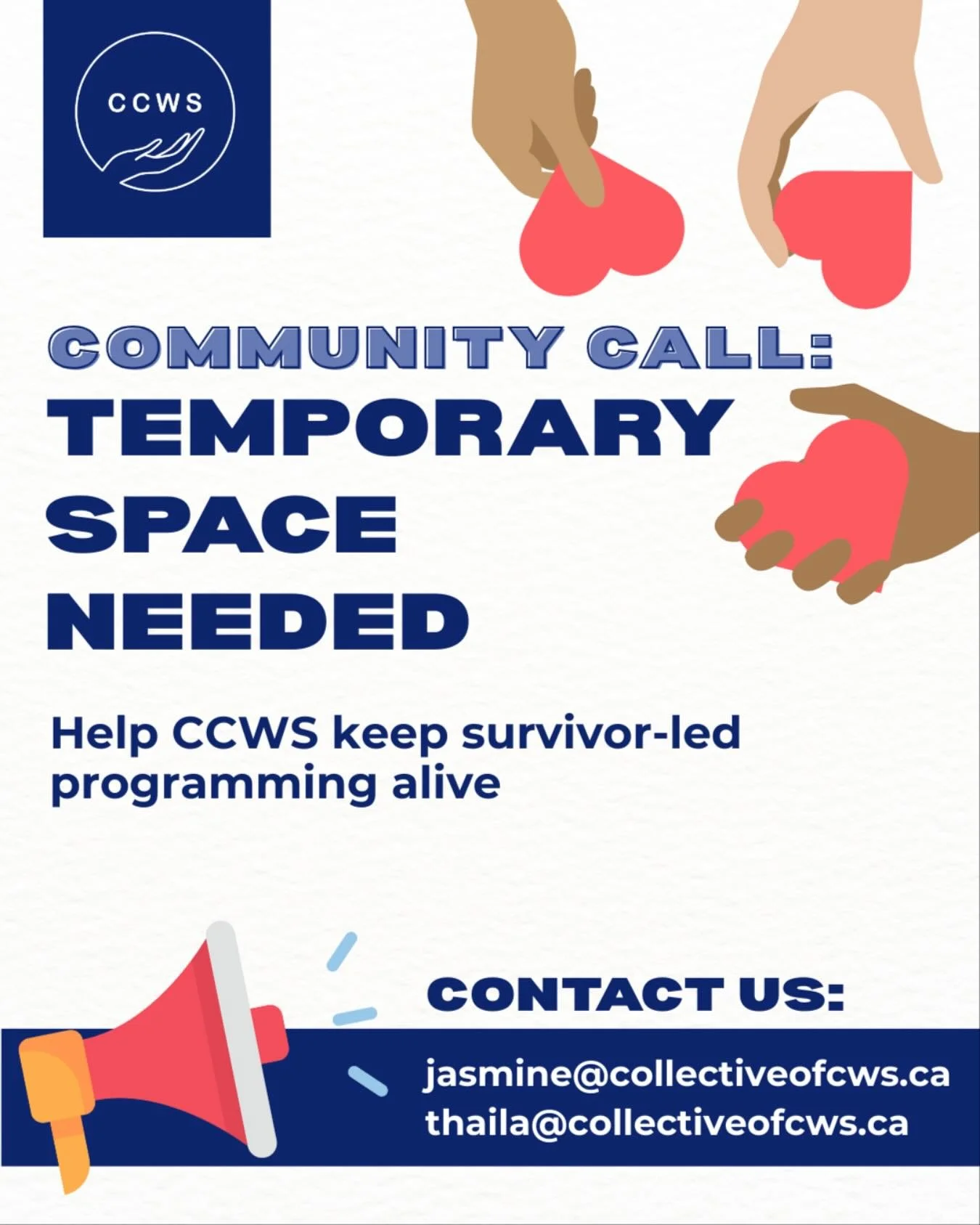 The Collective of Child Welfare Survivors is looking for temporary community space to hold our programming and events over the coming months. 

Our programs are built by and for child welfare survivors, offering spaces of healing, connection, and com