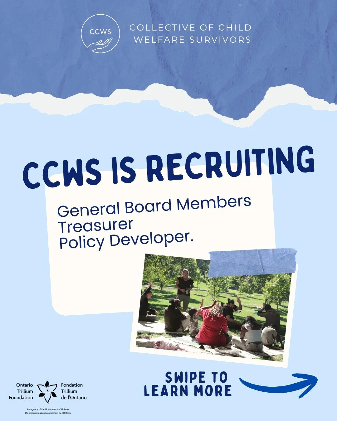 CCWS is looking for Board Members.

Board Members help guide the direction of CCWS by attending meetings, contributing skills and insight, supporting governance and accountability, and helping build sustainable models that allow our work to continue 