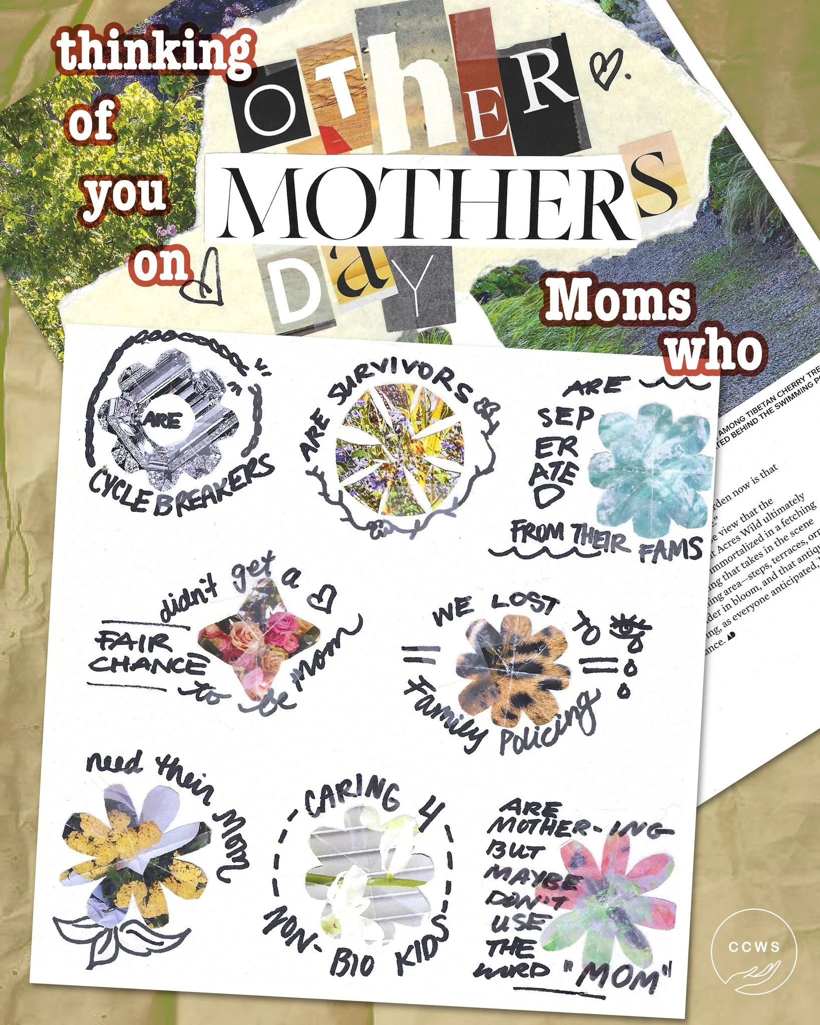 Thinking of you on (Other)Mothers Day:

🌸 Moms who are cycle breakers 
🌺 Moms who are child welfare survivors 
🌼 Moms who are separated from their families 
🌻 Moms who didn&rsquo;t get a fair chance to be Mom
🌷 Moms who we have lost to family po