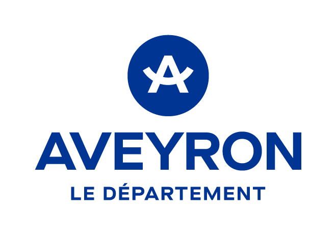 Logo de la région Aveyron avec le texte 'Aveyron' et 'Le Département' en bleu.
