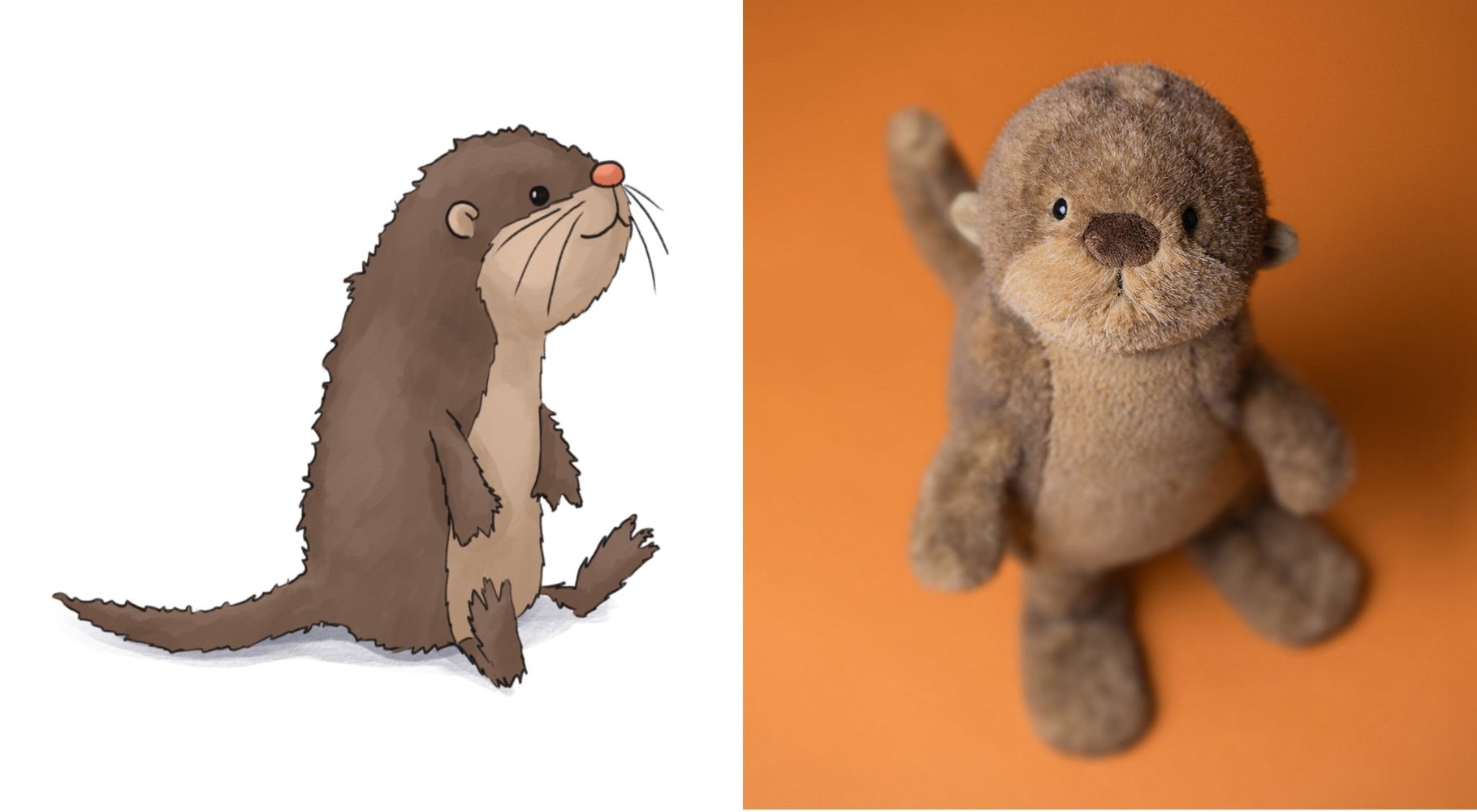 Character Design and illustration. Stuffie Otter toy and product design. Author-Illustrator Mari Richards picture book illustration, toy design, art, monsters, animals, quirky kids, magic.