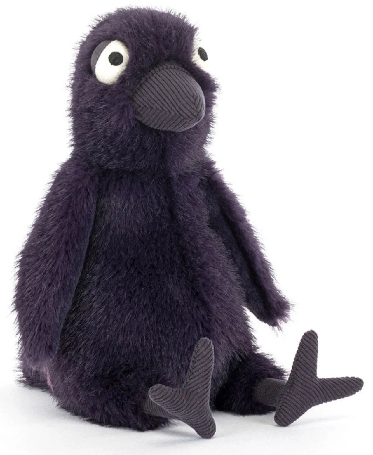 Character Design, Toy Design - Stuffie Black Raven or Crow stufed animal with big eyes and silly expresion. Author-Illustrator Mari Richards picture book illustration, toy design, art, monsters, animals, quirky kids, magic.