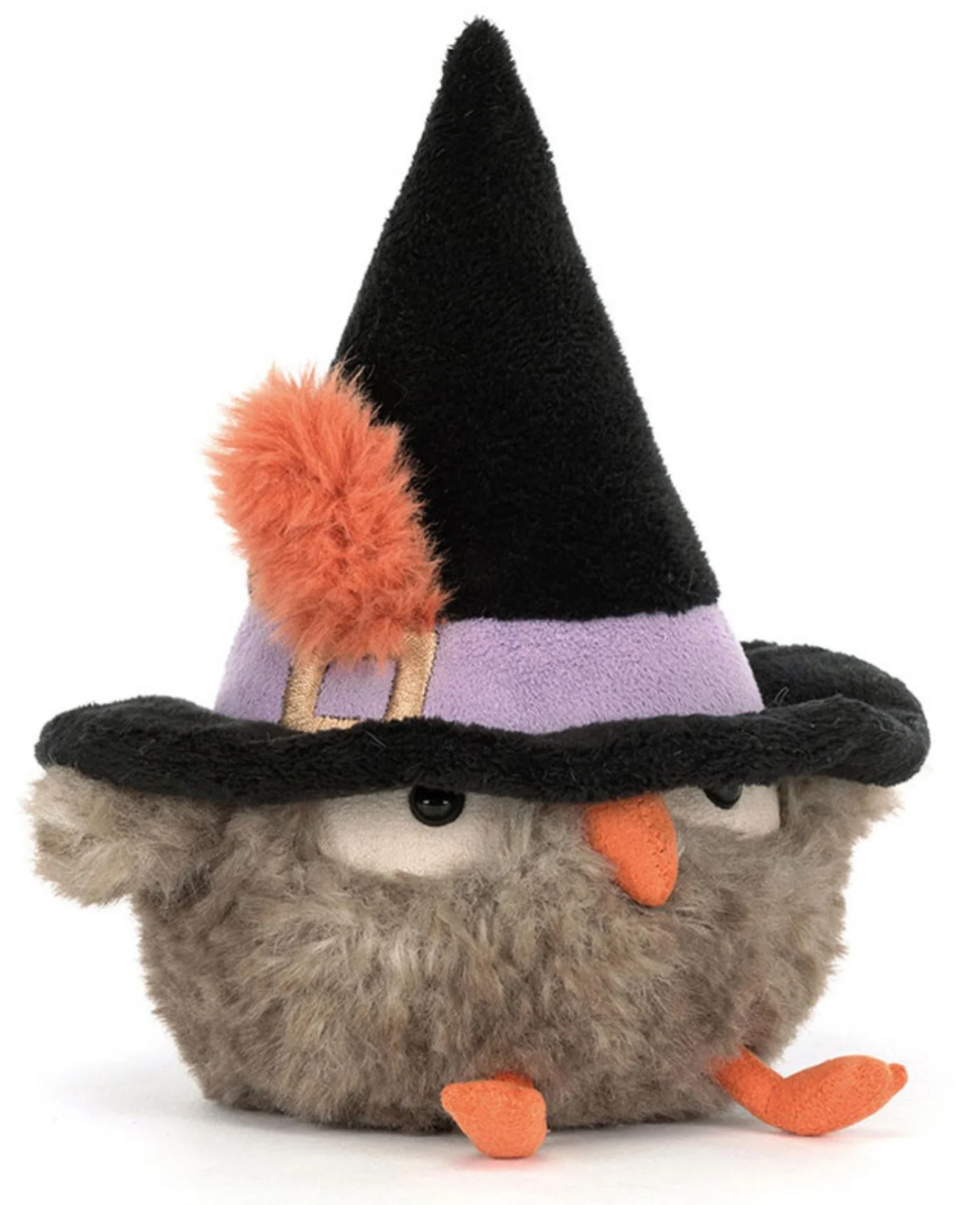 Stuffie Owl toy with a tall witch hat. Author-Illustrator Mari Richards picture book illustration, toy design, art, monsters, animals, quirky kids, magic.
