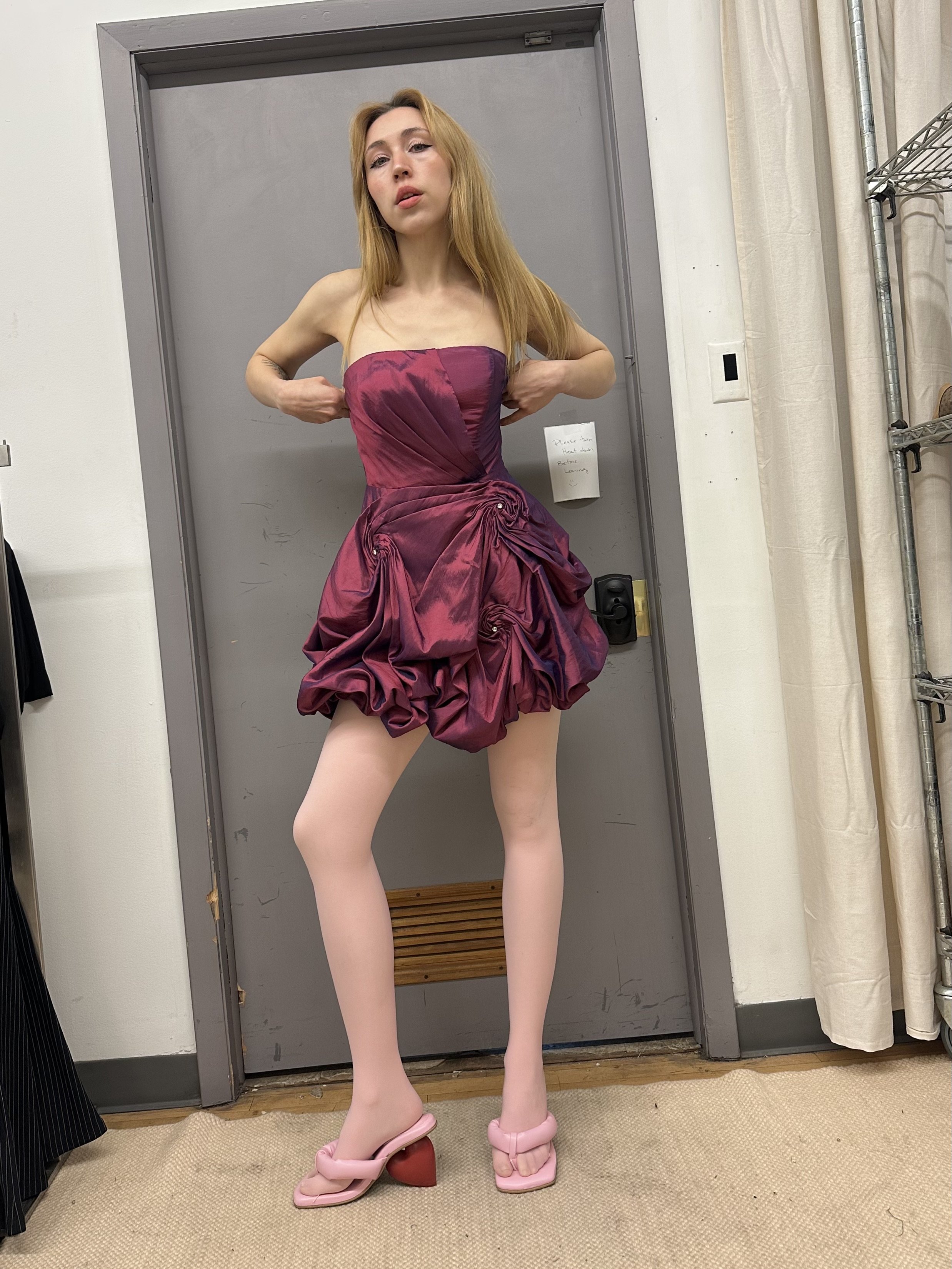 Vintage Fuchsia Ruched Mini Dress