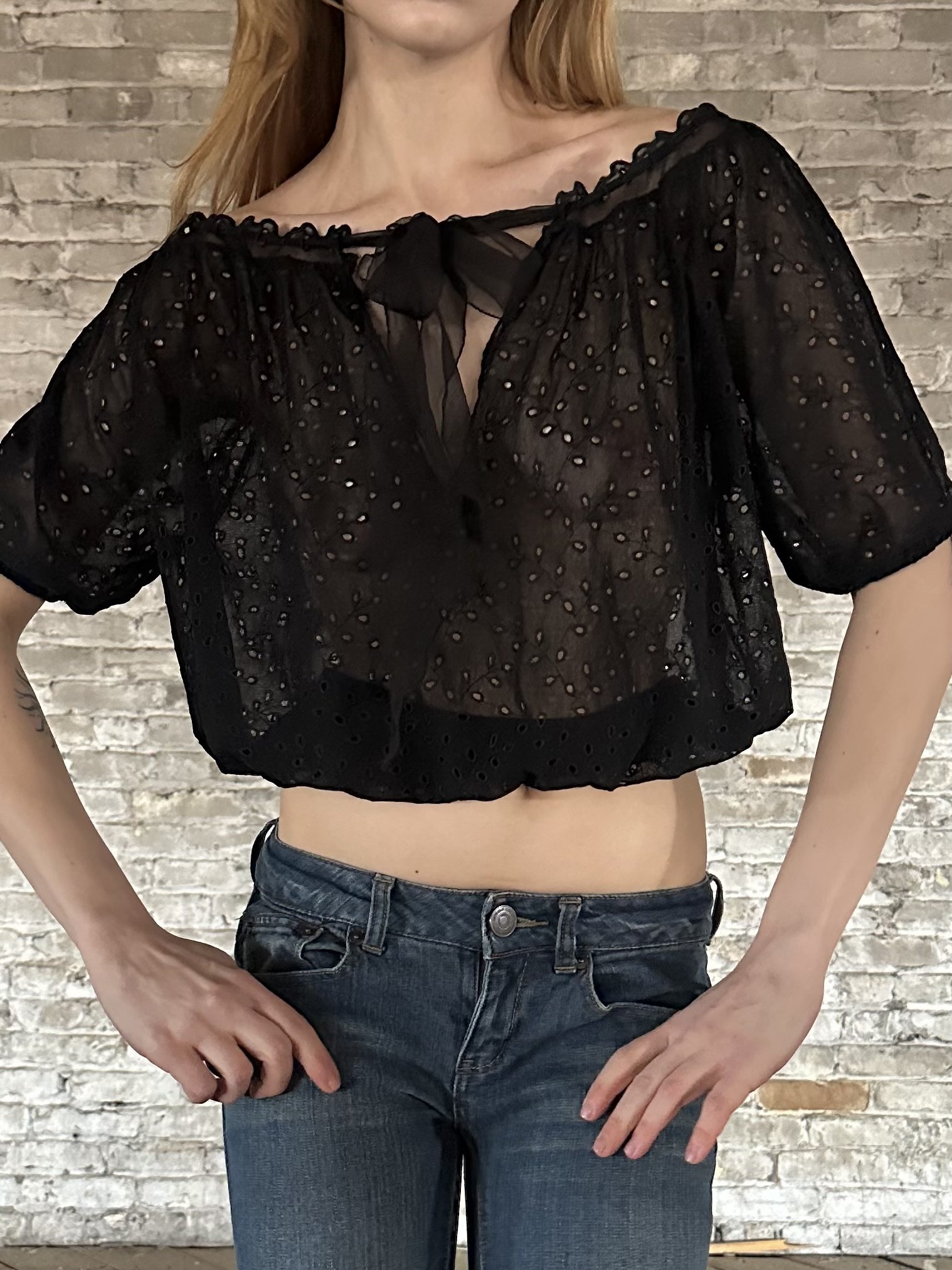 Jean Paul Gaultier Black Eyelet Blouse