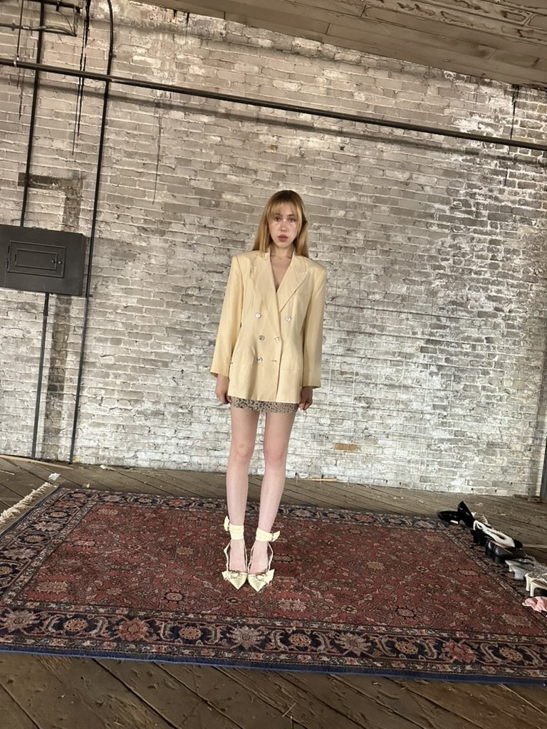 Vintage Butter Yellow Silk Blazer
