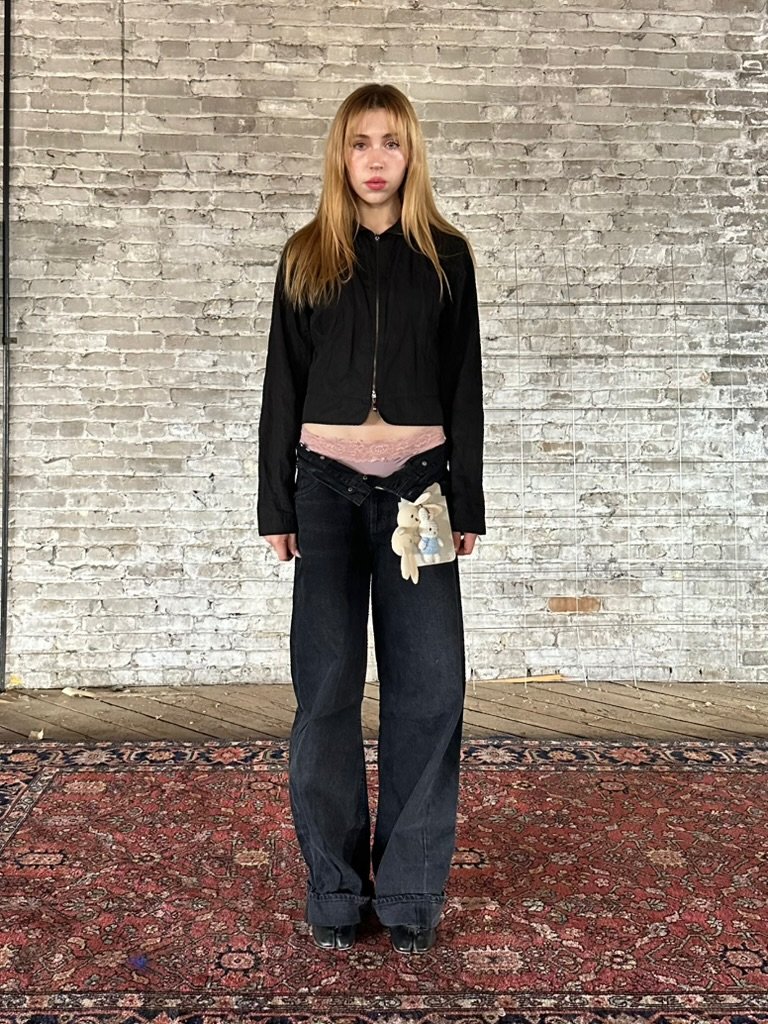 Sarah Pacini Cotton Black Zip Up Jacket