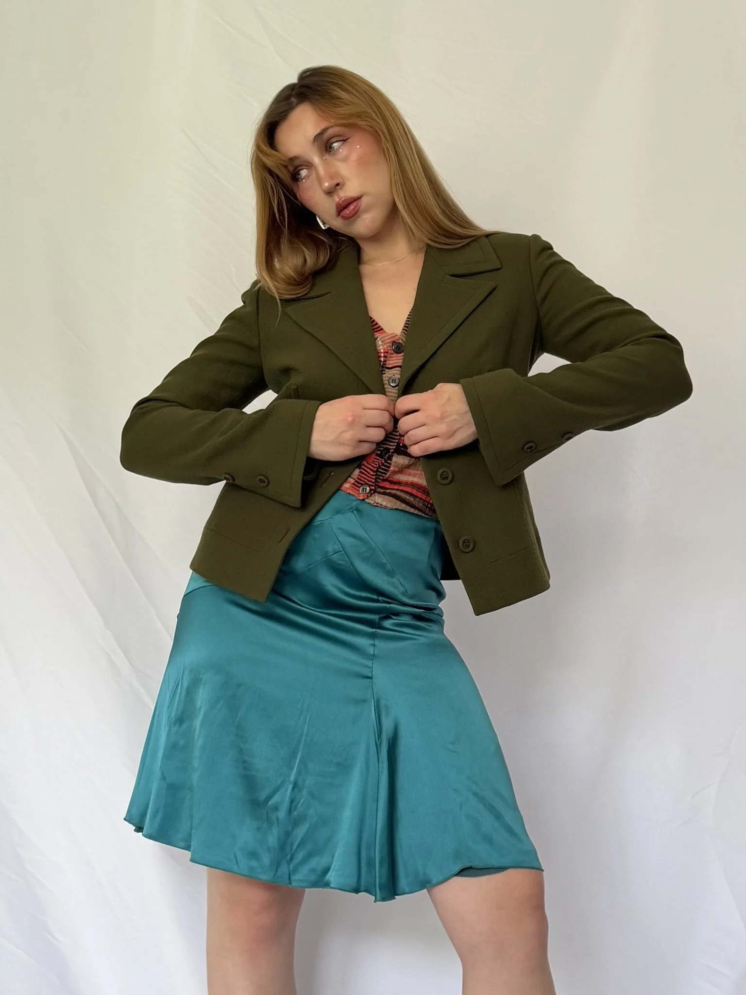 Luca Luca Italian Wool Green Blazer Jacket