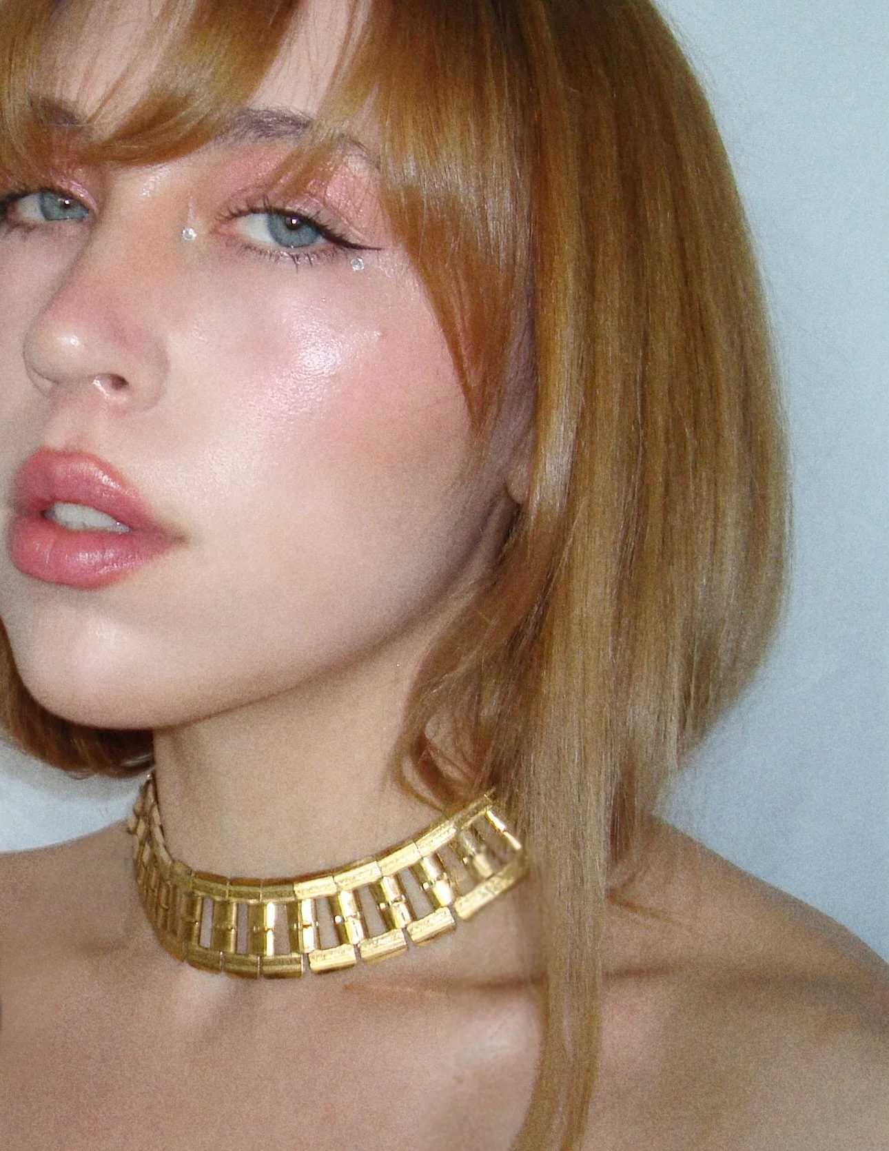 VINTAGE GOLD STAMPED COLLAR NECKLACE