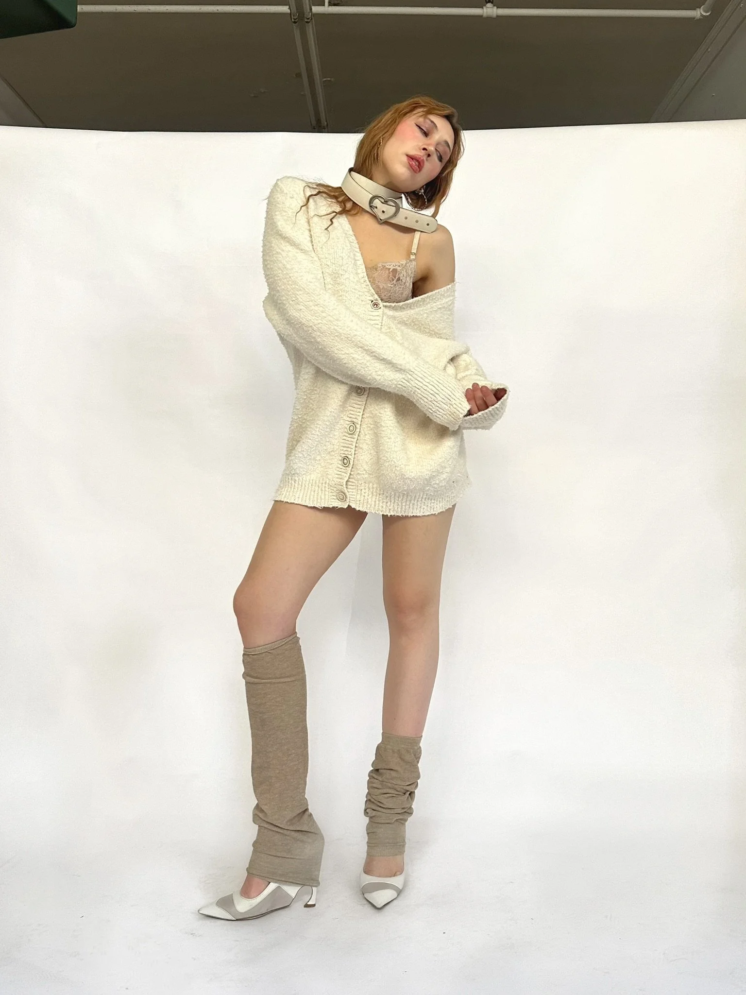 Maison Margiela Oversized Cream Cardigan Sweater