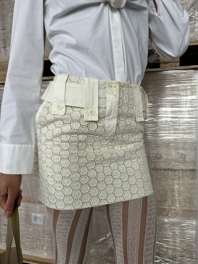 Chloe Ivory Lace Eyelet Mini Skirt