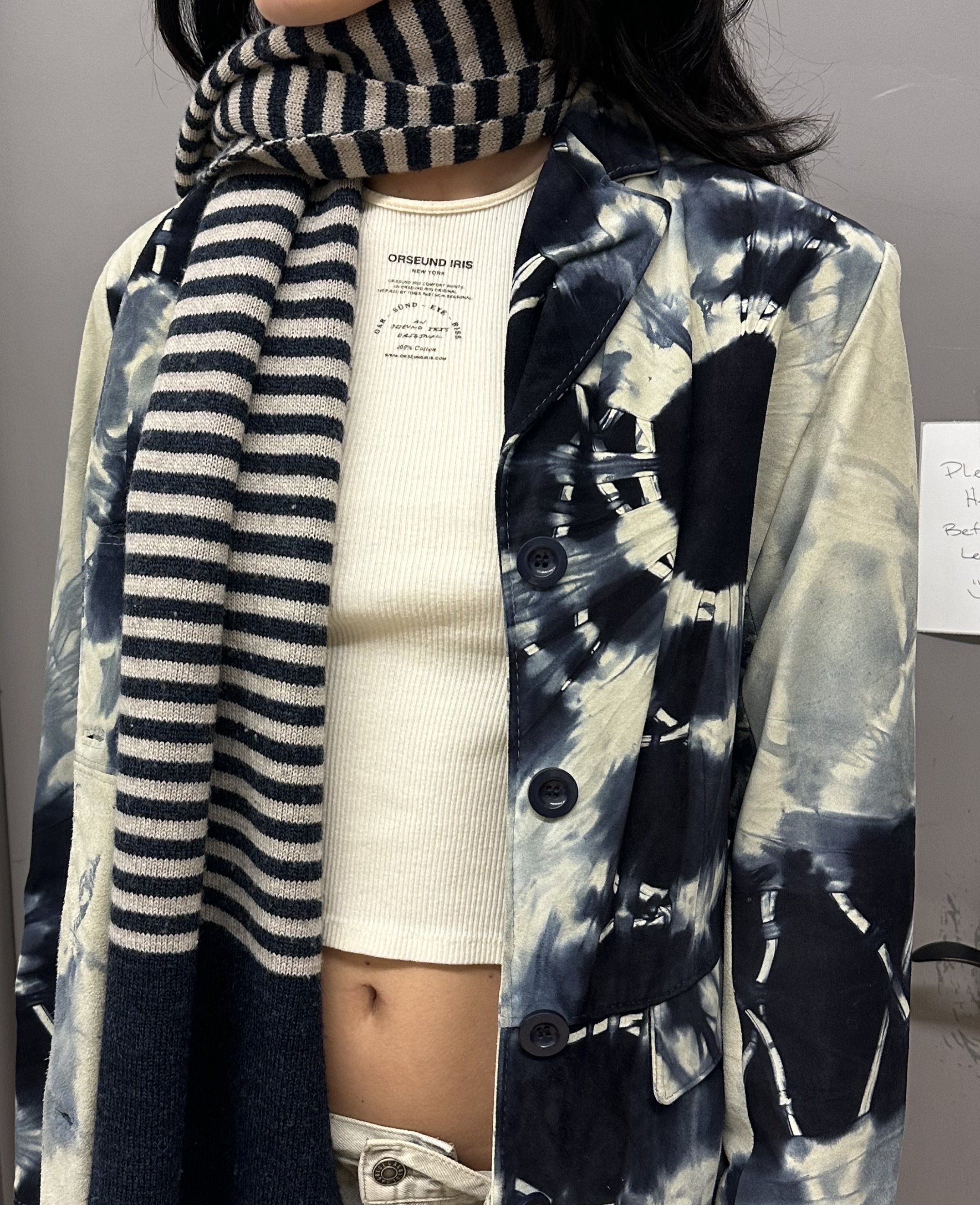 Vintage Suede Tie Dye Navy Blazer Jacket