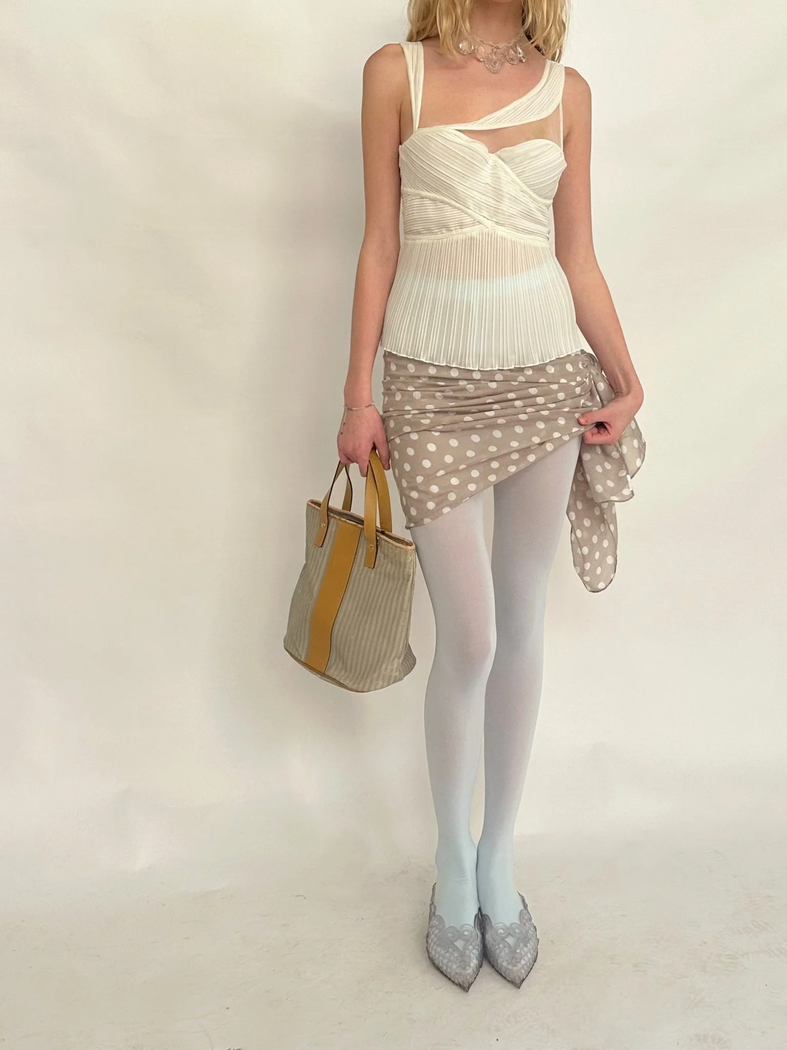 La Perla Ivory Chiffon Sleeveless Top