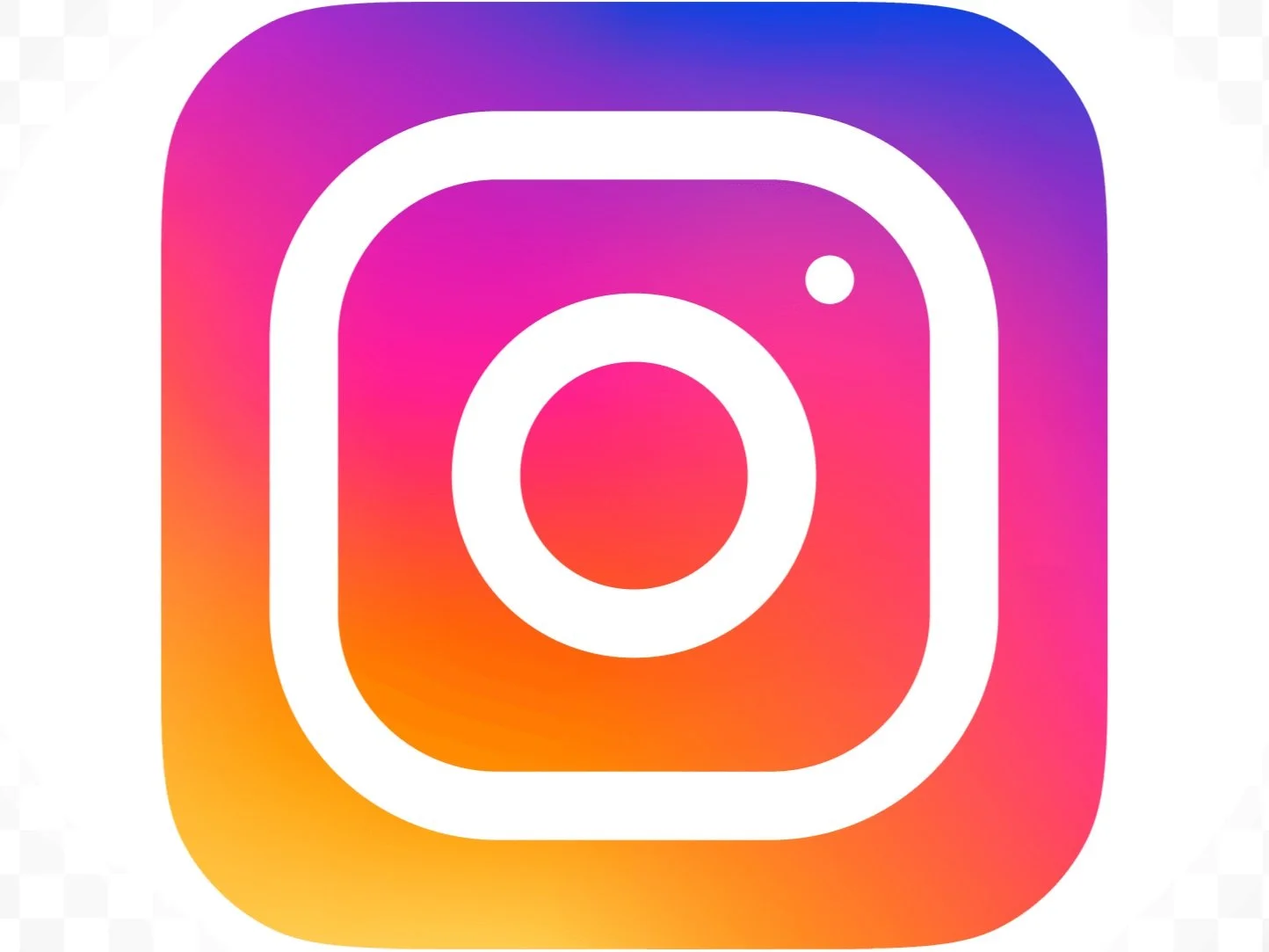 Instagram app icon with a white outline of a camera inside a colorful gradient background of purple, pink, orange, and yellow.