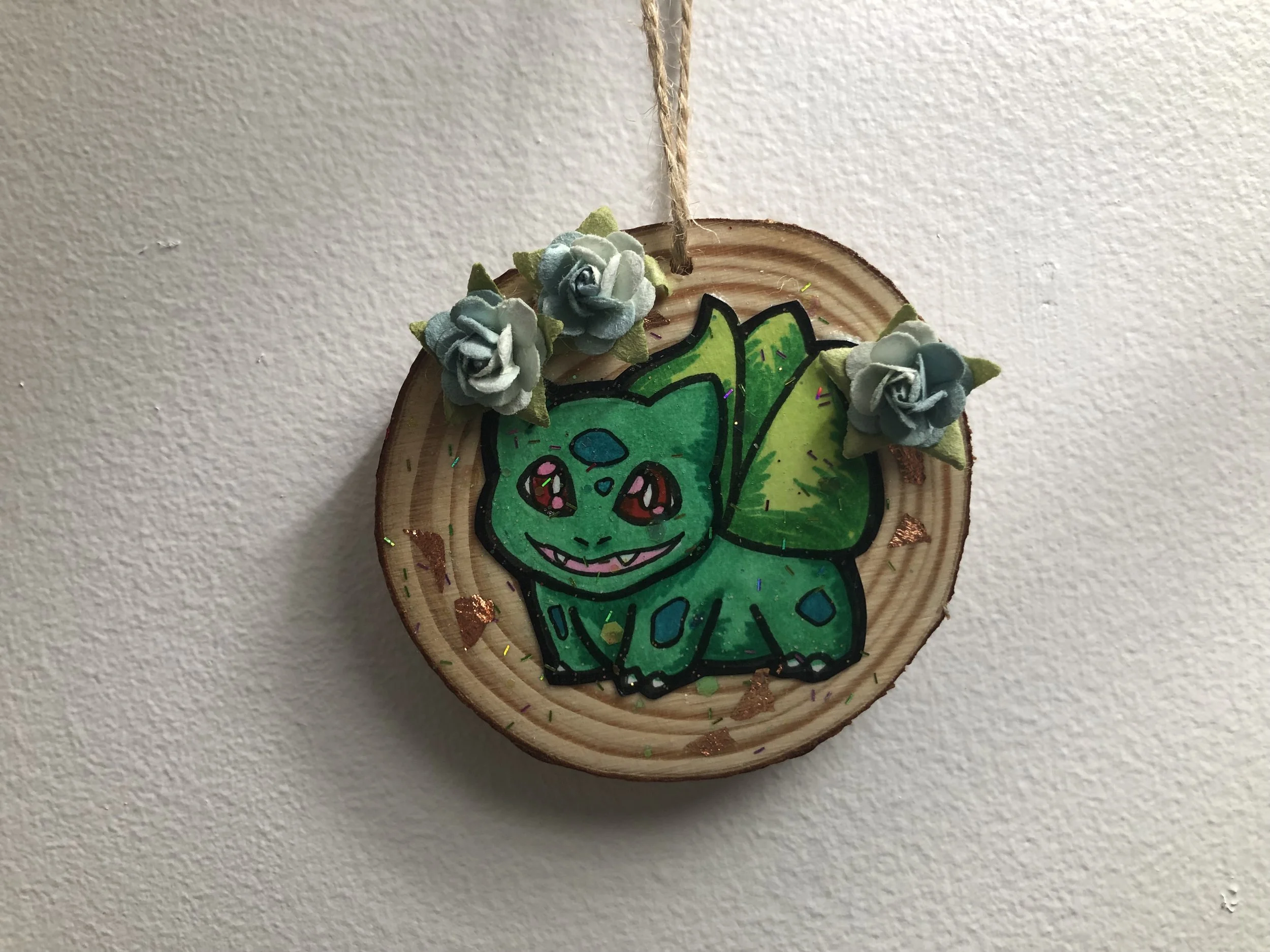Bulbasaur Pokemon Inspired Wooden Christmas Ornament