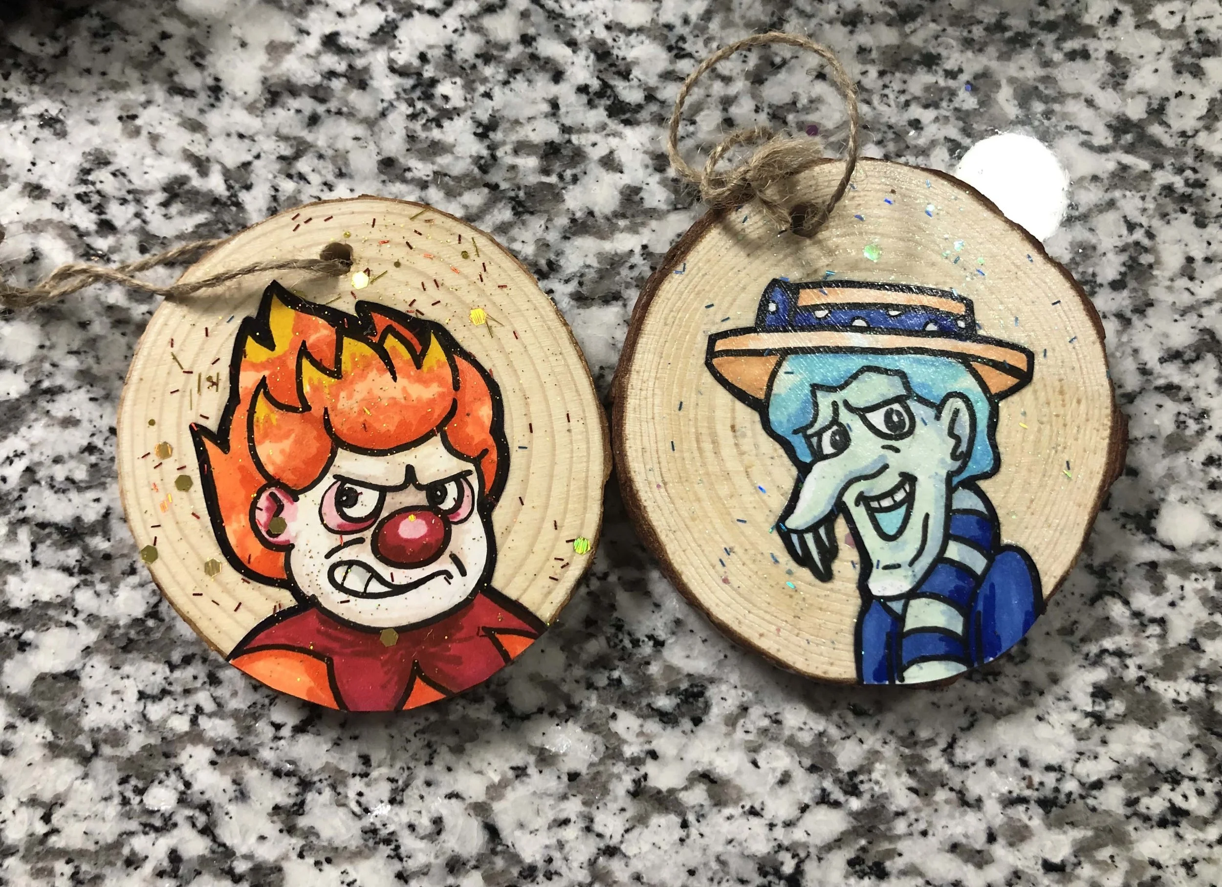 Miser Brothers "Year Without Santa Claus" Wooden Christmas Ornament Set