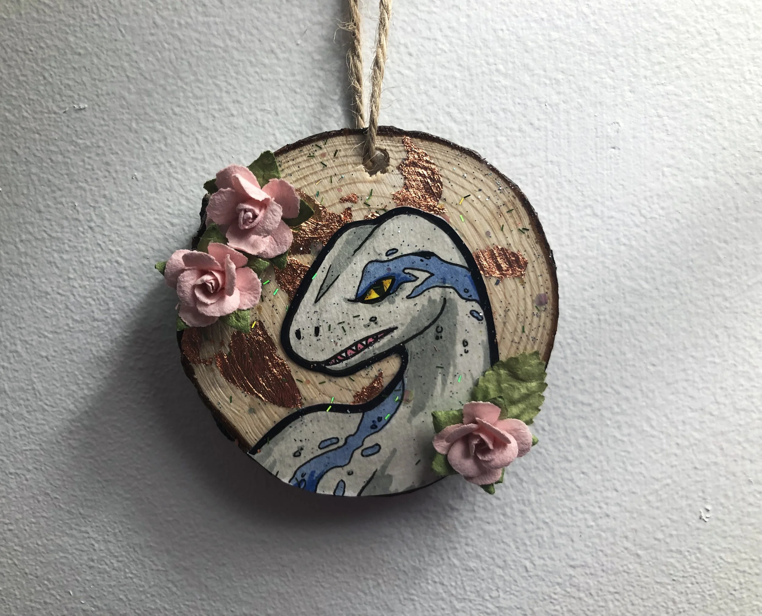 Blue "Jurassic World" Inspired Wooden Ornament