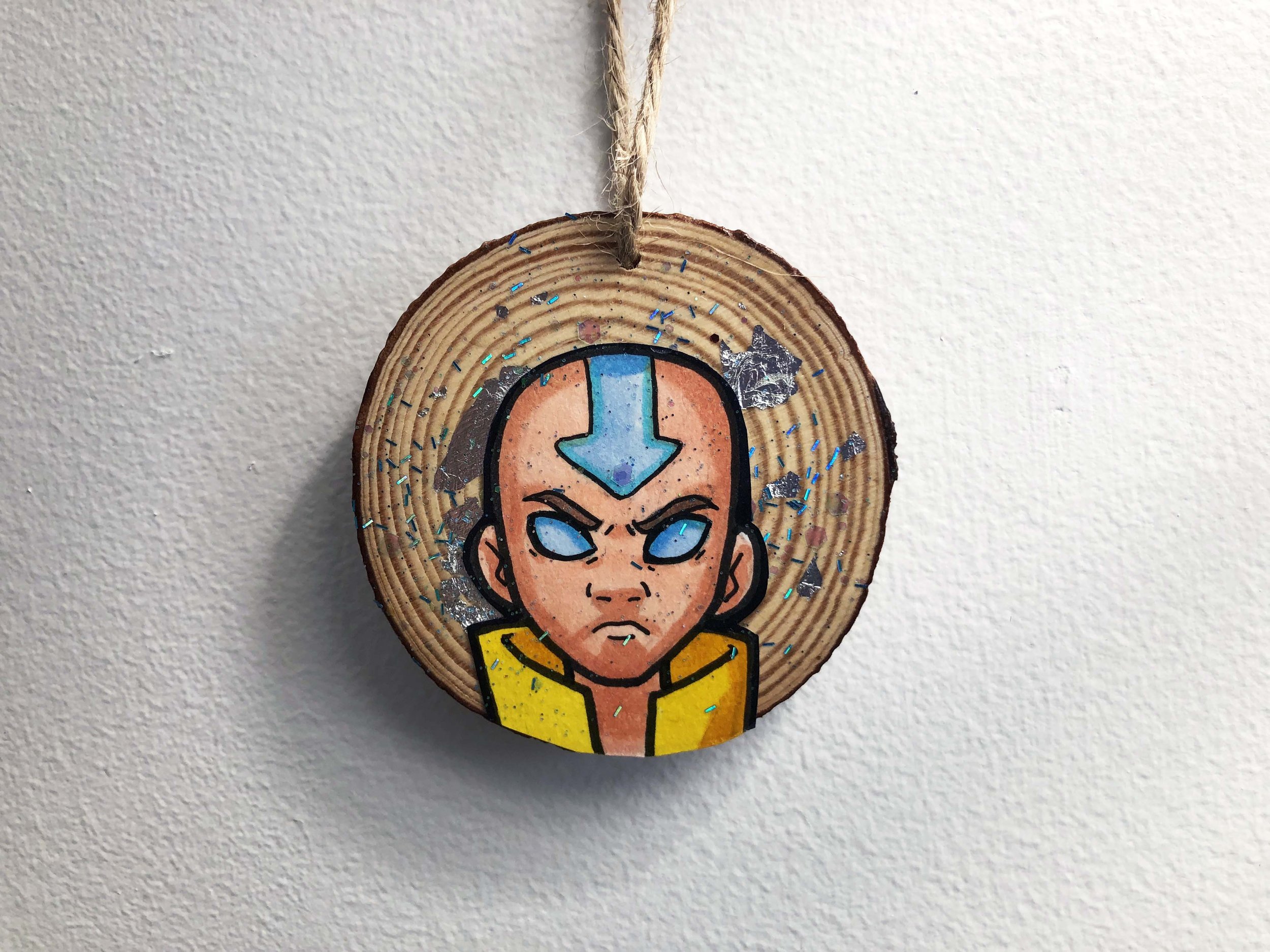 Avatar State Aang "Avatar: The Last Airbender" Inspired Wooden Ornament