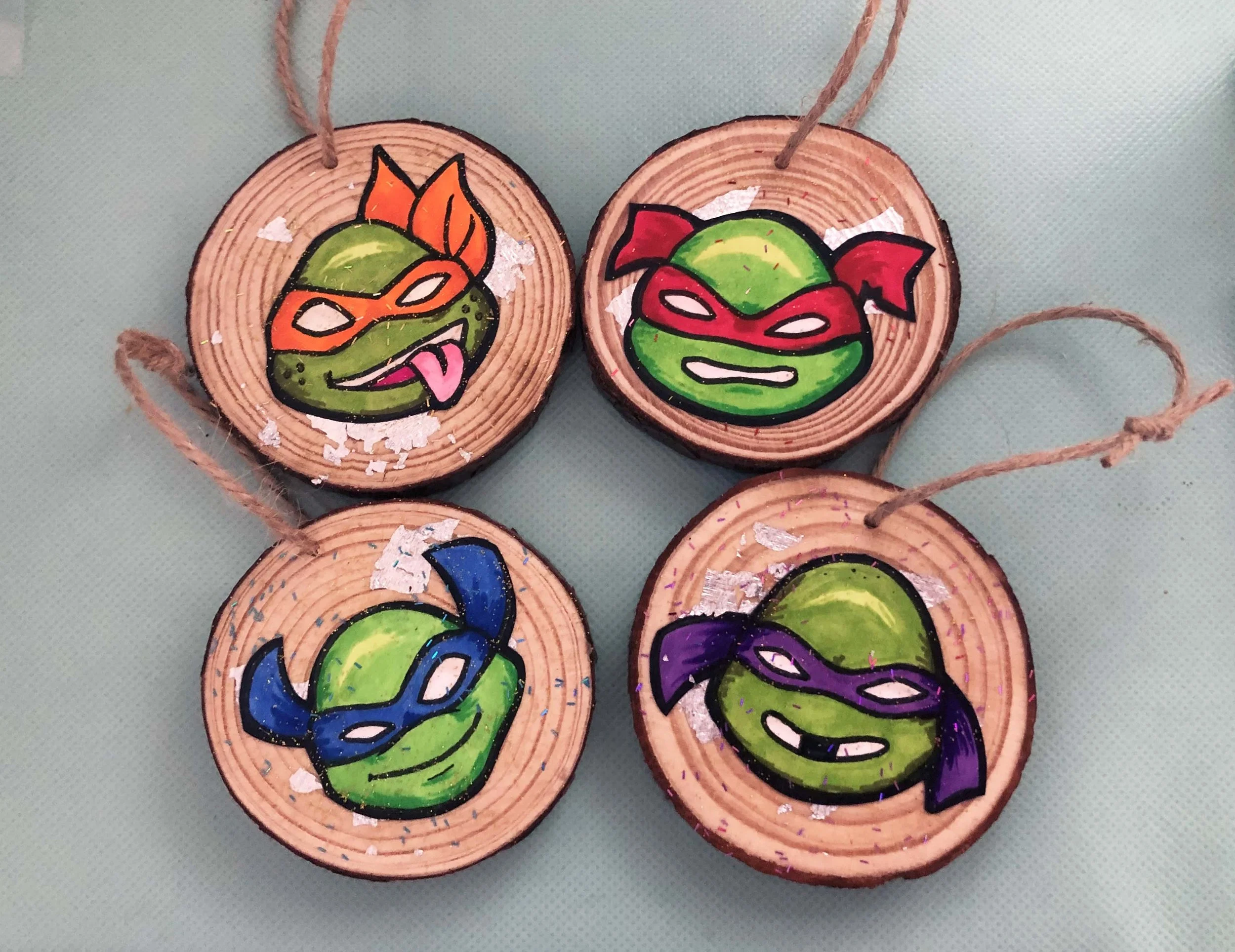 Ninja Turtles "TMNT" Inspired Wooden Ornaments