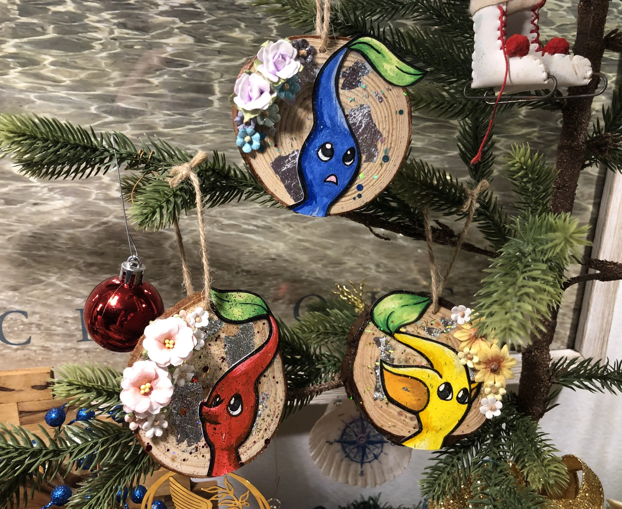 Pikmin Inspired Wooden Hanging Ornament