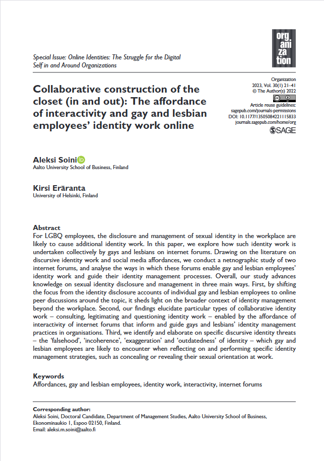 Collaborative construction of the closet (in and out): The affordance of interactivity ...
