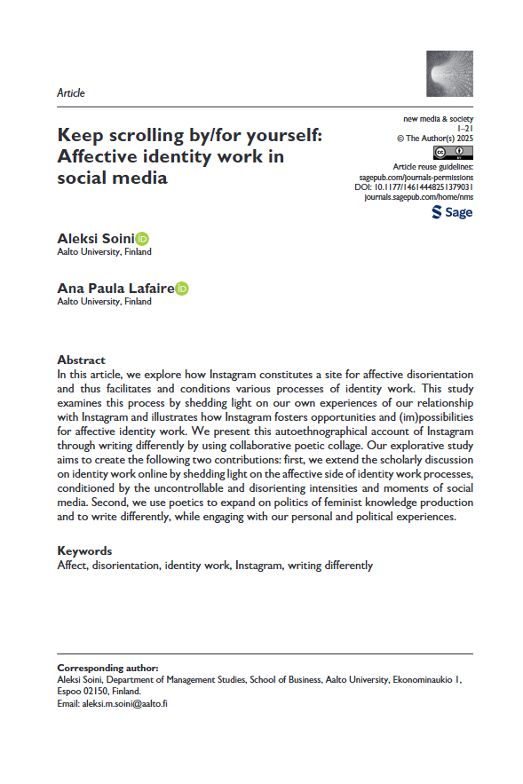 Keep scrolling by/for yourself: Affective identity work in social media