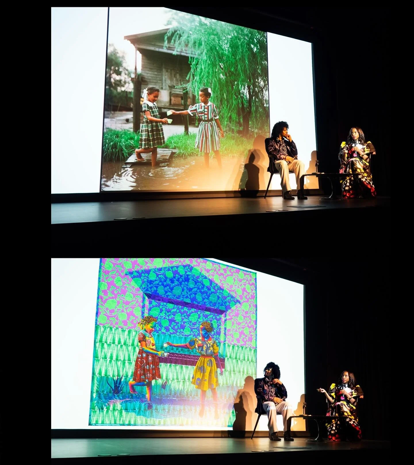 I struggled with which to post but then saw Dr. Matt&rsquo;s collage &amp; needed to steal it! Love this partnership of the original photo with Ms. Butler&rsquo;s fantastic fabric art layered over it. 
-
Photos at @moorecollegeart with @bisabutler an