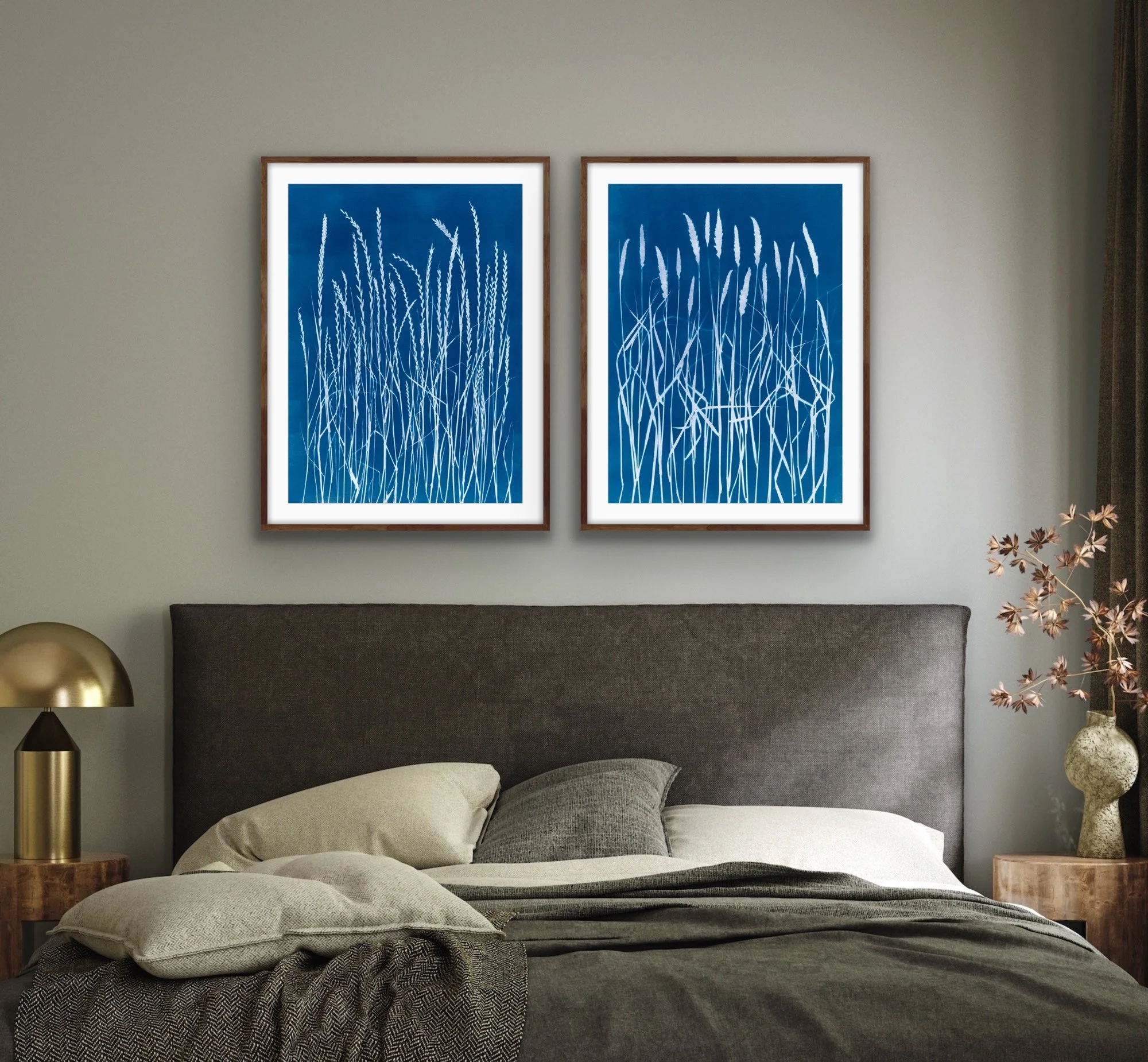 Poised Rhythm Diptych — One-of-a-kind Original, Framed, 52''x34''