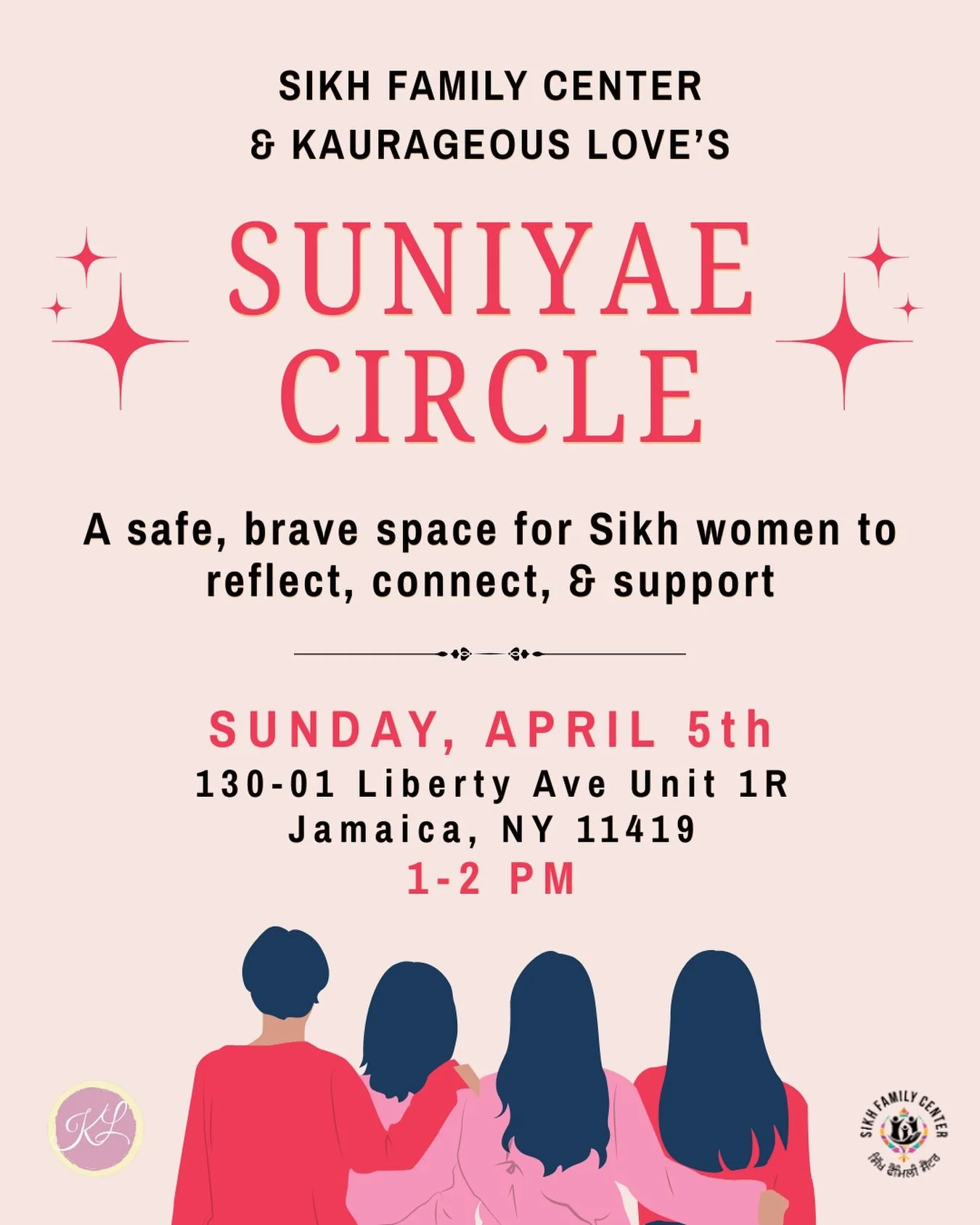 Sikh Family Center and Kaurageous Love present the Suniyae Circle Series - a structured, intimate listening circle that creates a safe and brave space to reflect, heal, and connect. 

In community and public health settings, listening circles are par