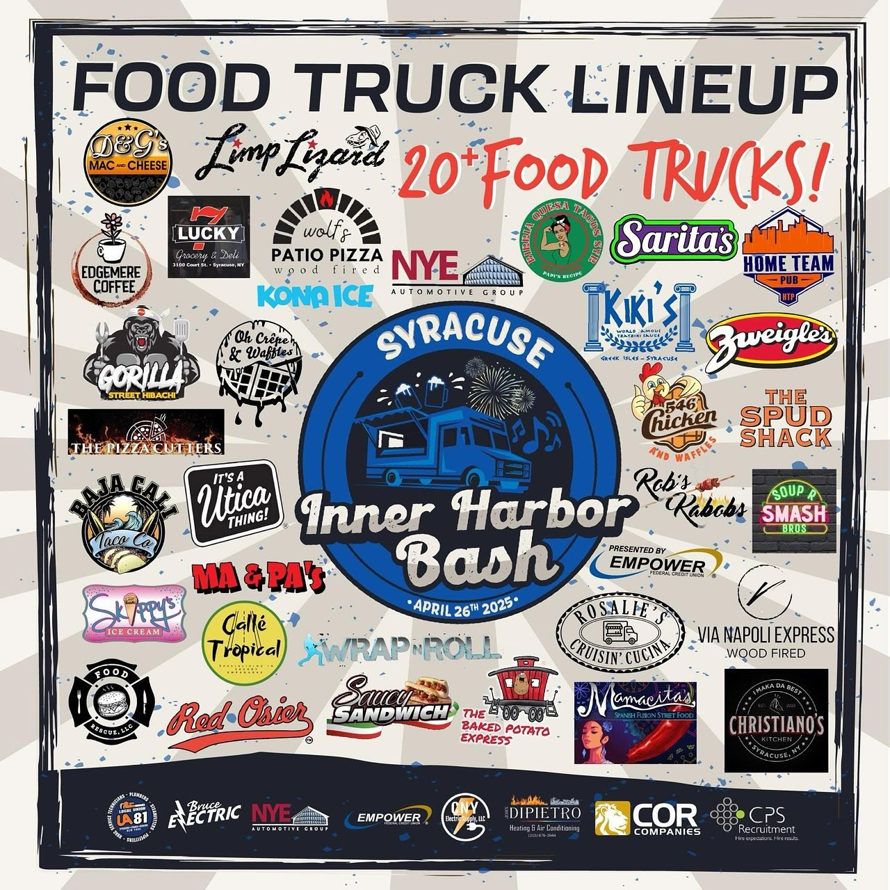 Mark your calendars&hellip;.this Saturday from 12pm-8pm, we will be at the Inner Harbor to kick off the food truck season!

Come join us along with over 20 food trucks, live music, and fireworks! 🎆 🎵