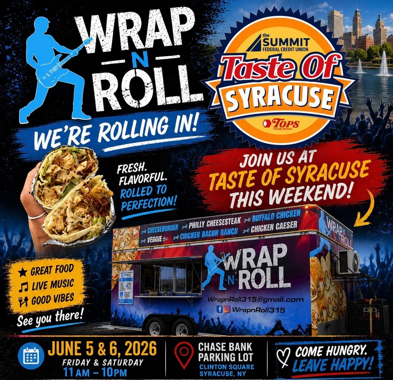Join us this Friday &amp; Saturday at the Taste of Syracuse!

⏰ 11am - 10pm both days 

#tasteofsyracuse #syracusefoodtrucks