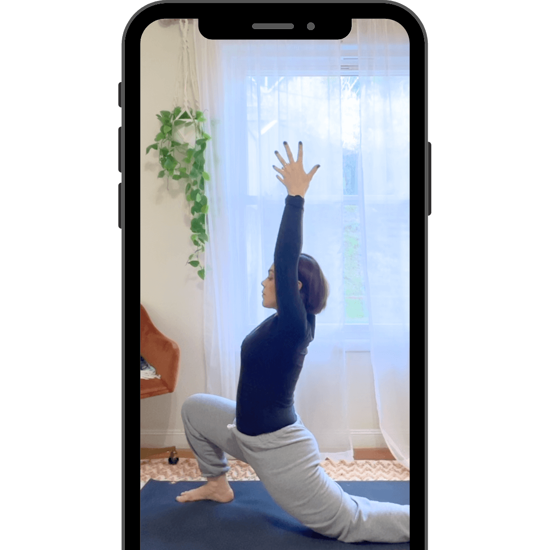 Online yoga class on mobile phone