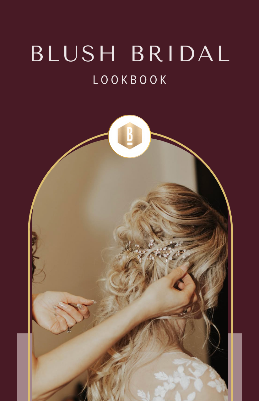 People preparing a bride's hairstyle and accessories for her wedding, with a focus on hair and decorative headpiece.