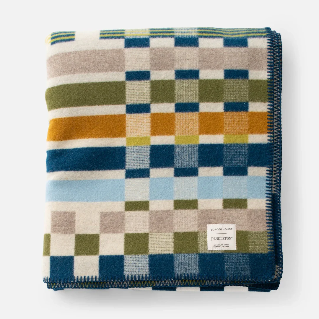 checkered colorful wool throw blanket