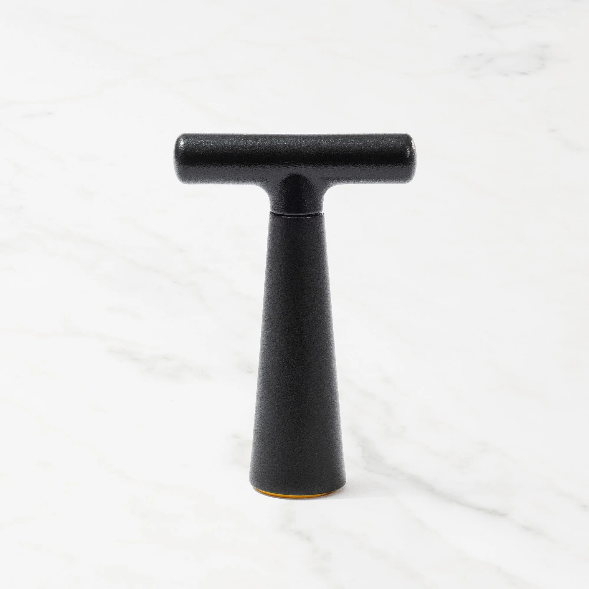 A black handheld wine bottle cork screw - bottle opener