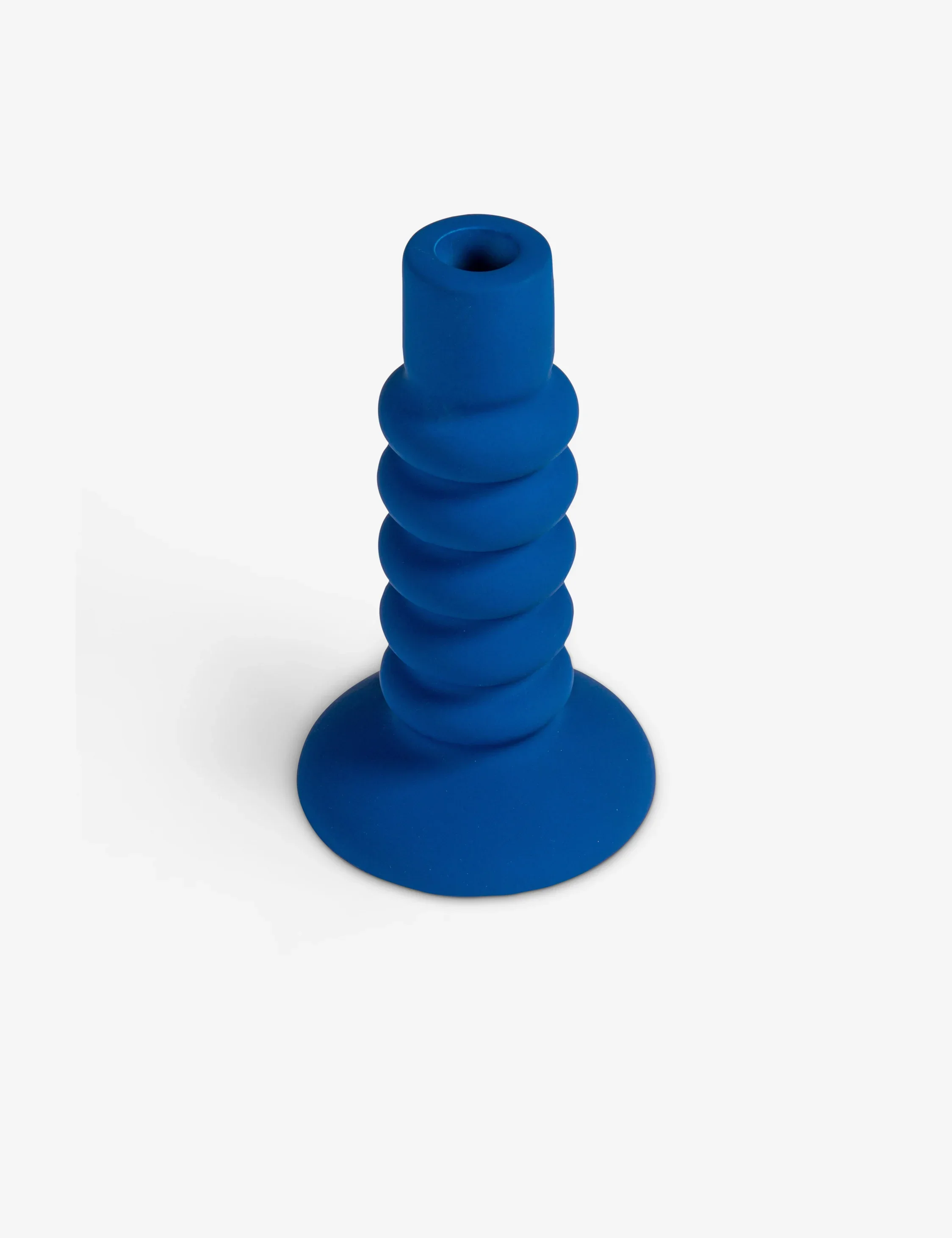 blue candle stick modern colorful candleholder stoneware