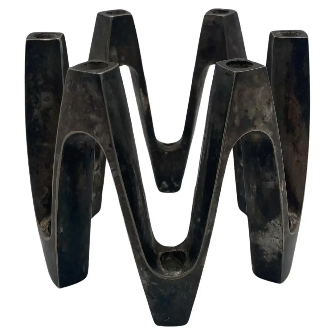 vintage candleholder 1970s french silver-plated