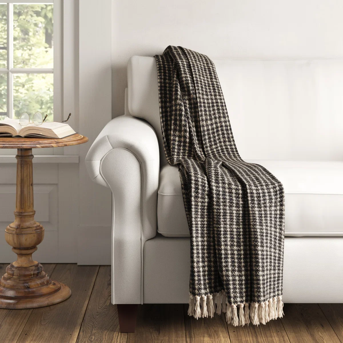 black and white checkered throw