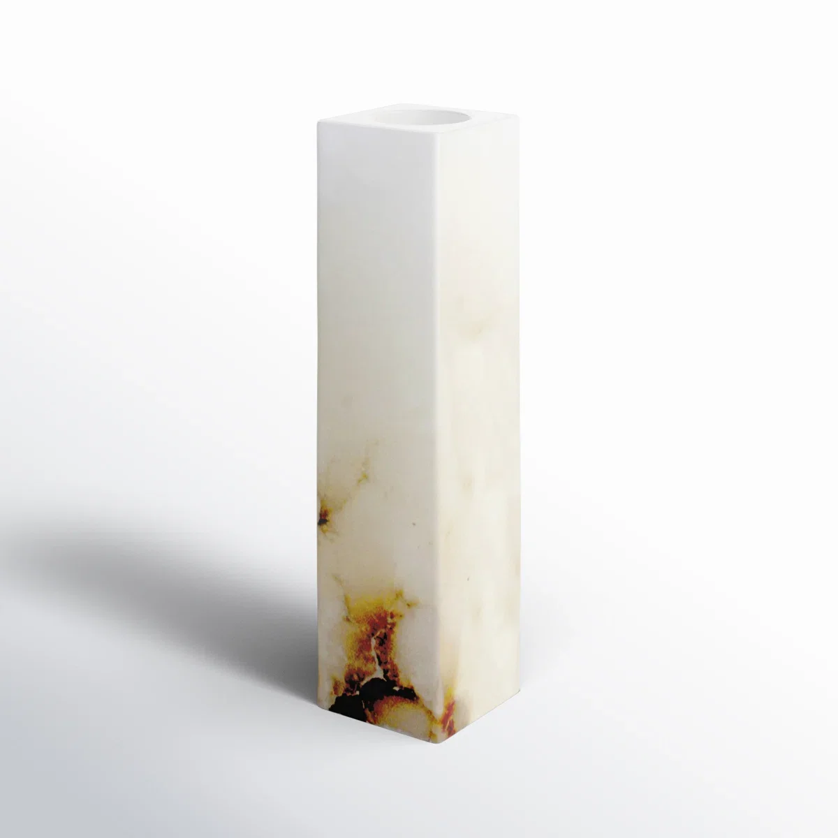 tall square white candle holder cubic minimalist clean